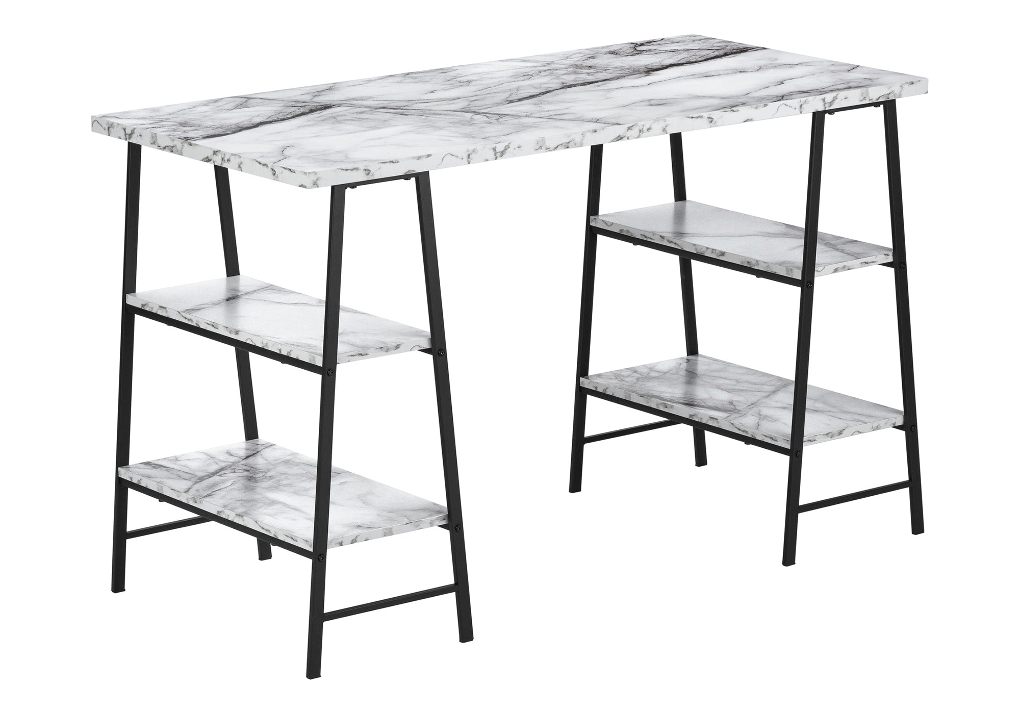 Computer Desk 48"L Industrial White Metal Shelves-Computer Desk-DECOROLALA