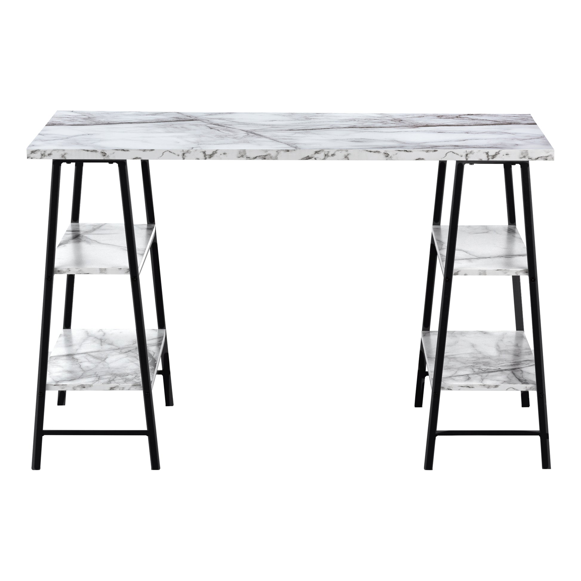 Computer Desk 48"L Industrial White Metal Shelves-Computer Desk-DECOROLALA