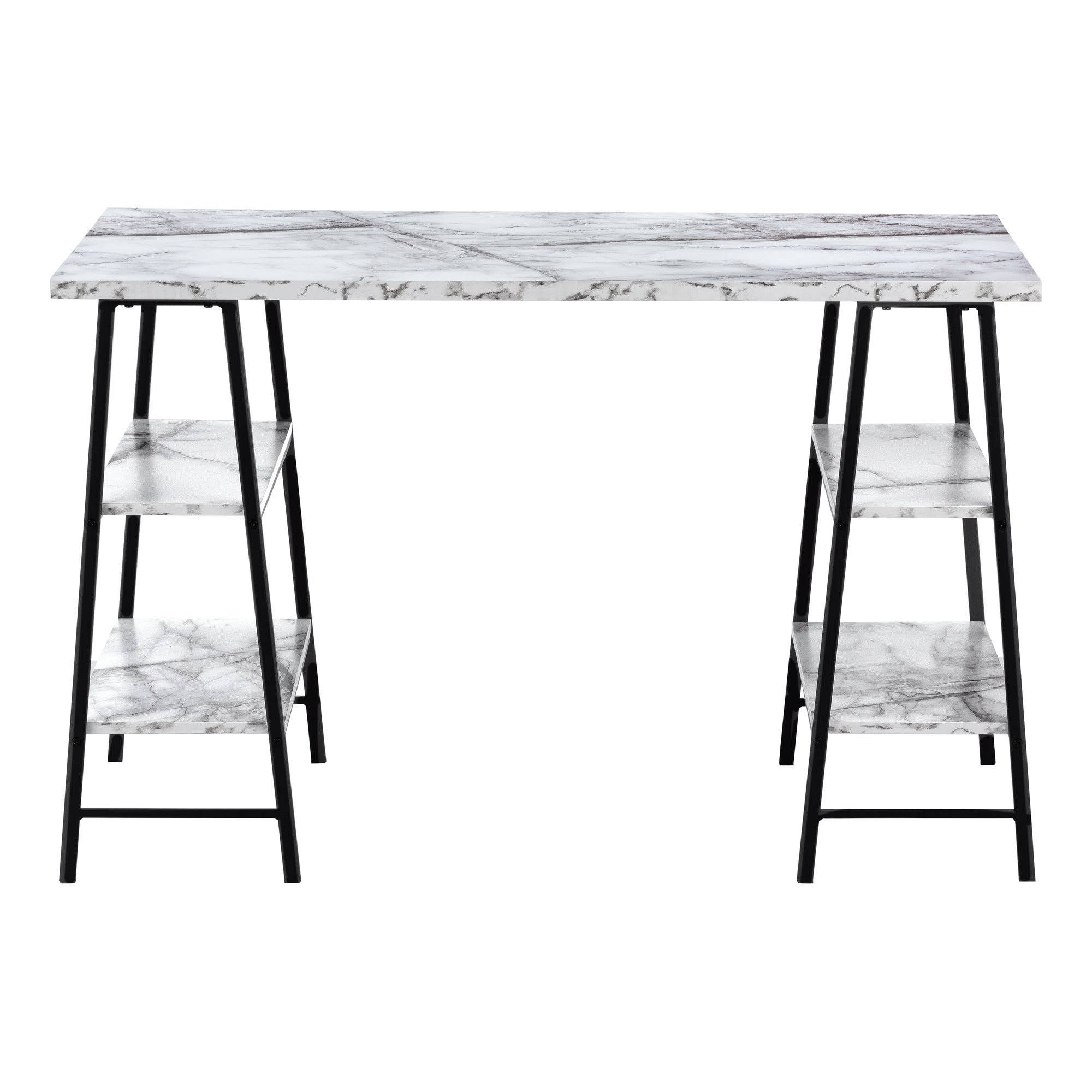 Computer Desk 48"L Industrial White Metal Shelves-Computer Desk-DECOROLALA