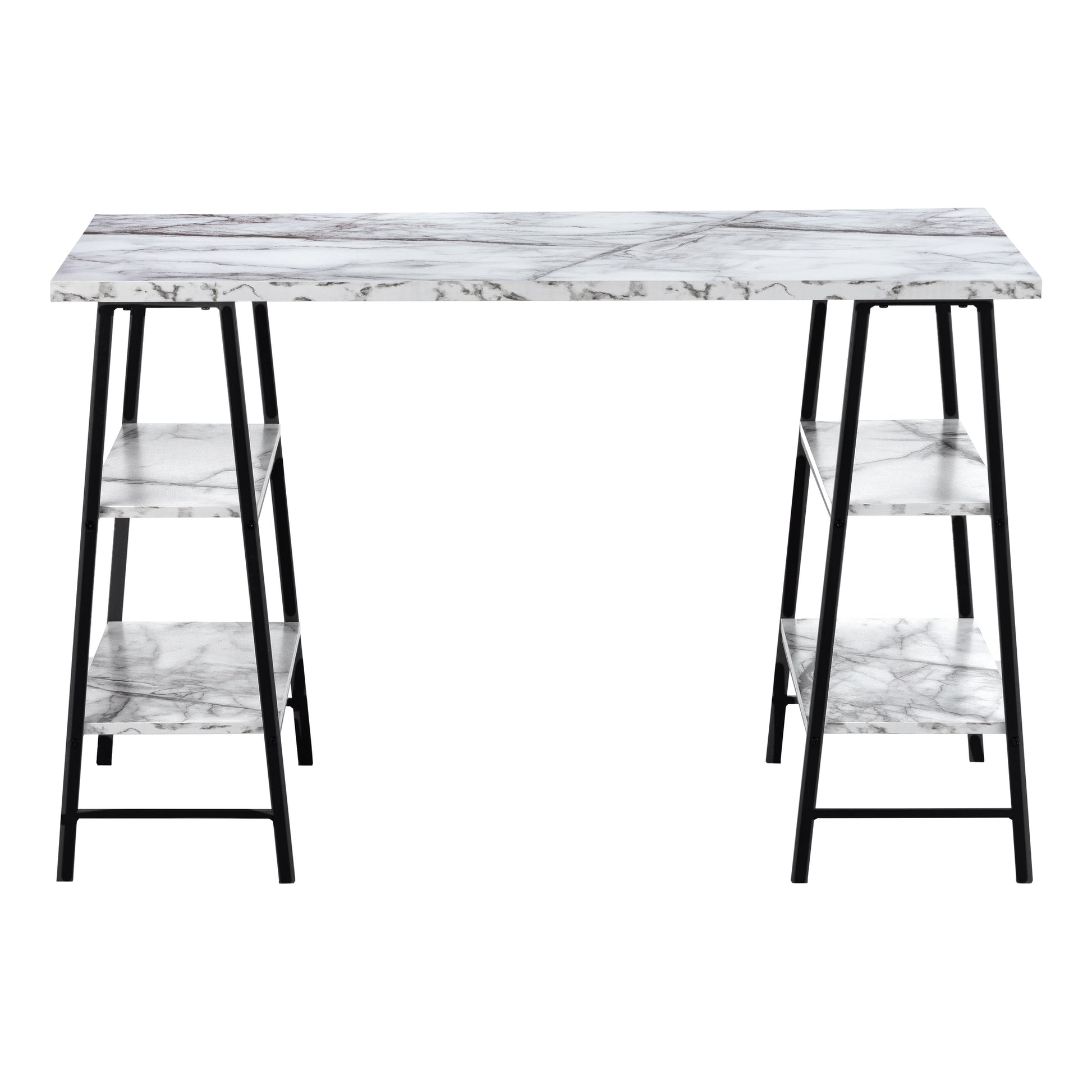 Computer Desk 48"L Industrial White Metal Shelves-Computer Desk-DECOROLALA