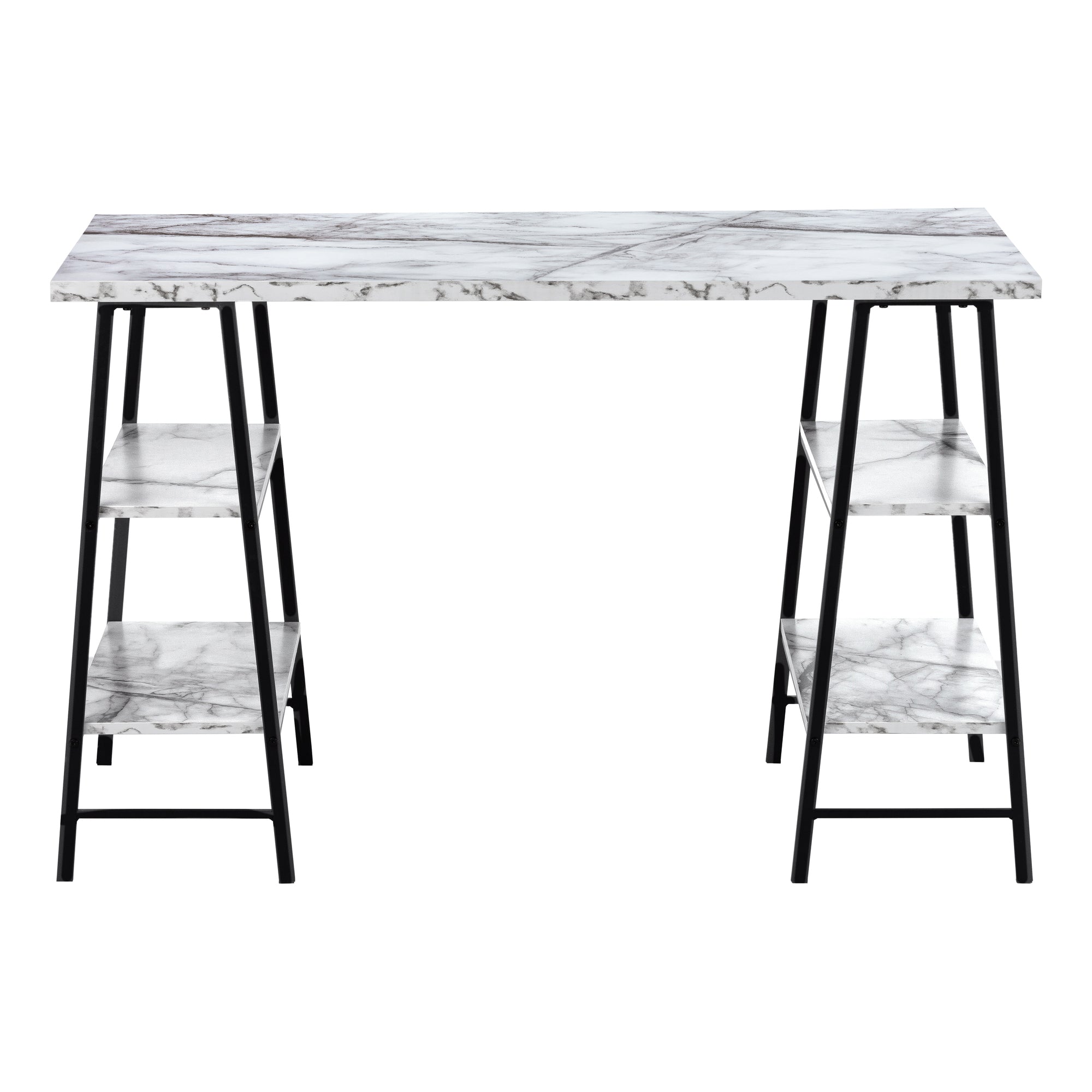 Computer Desk 48"L Industrial White Metal Shelves-Computer Desk-DECOROLALA