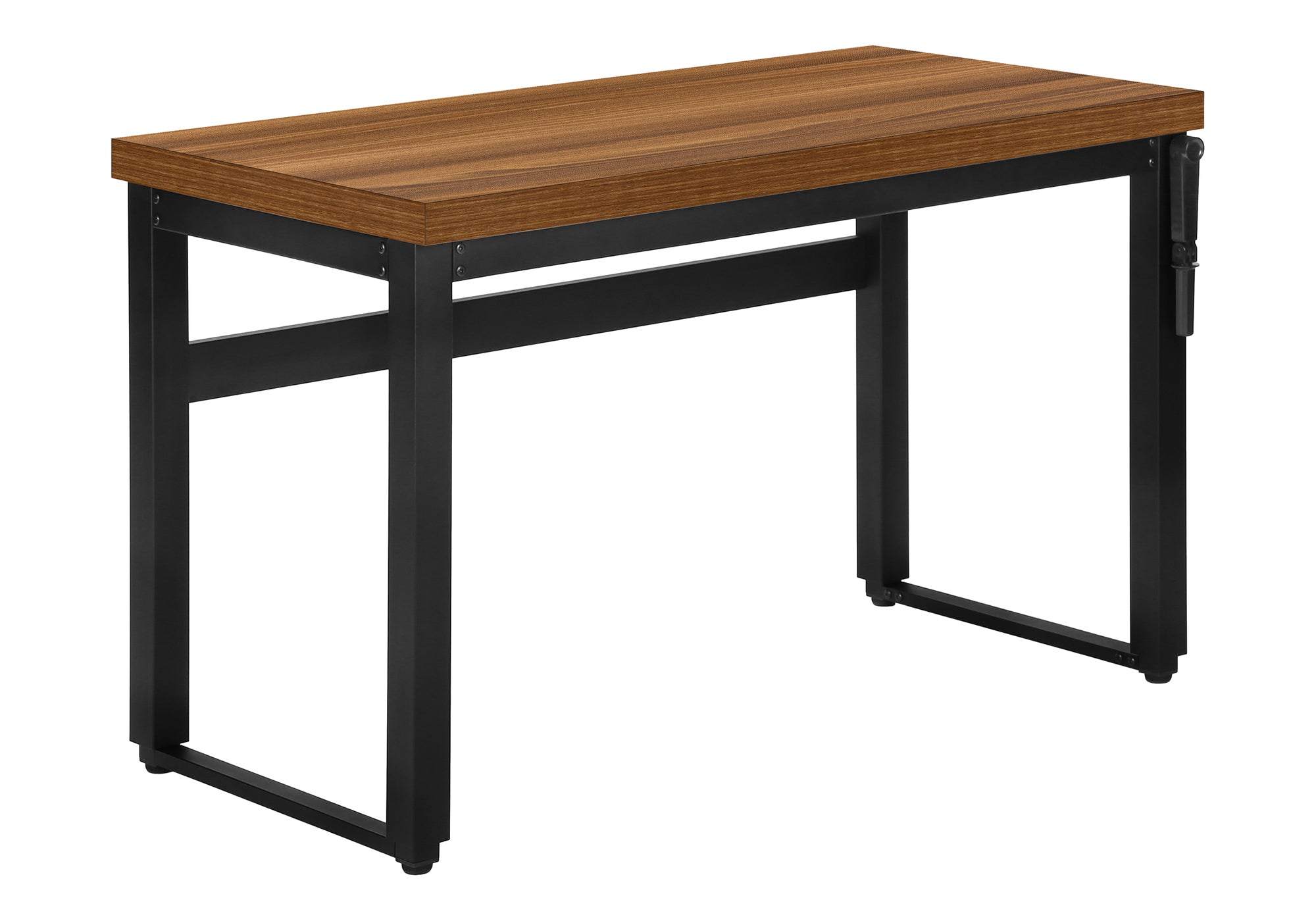 Computer Desk - 48"L / Walnut / Adj.Height/ Black Metal-Computer Desk-DECOROLALA