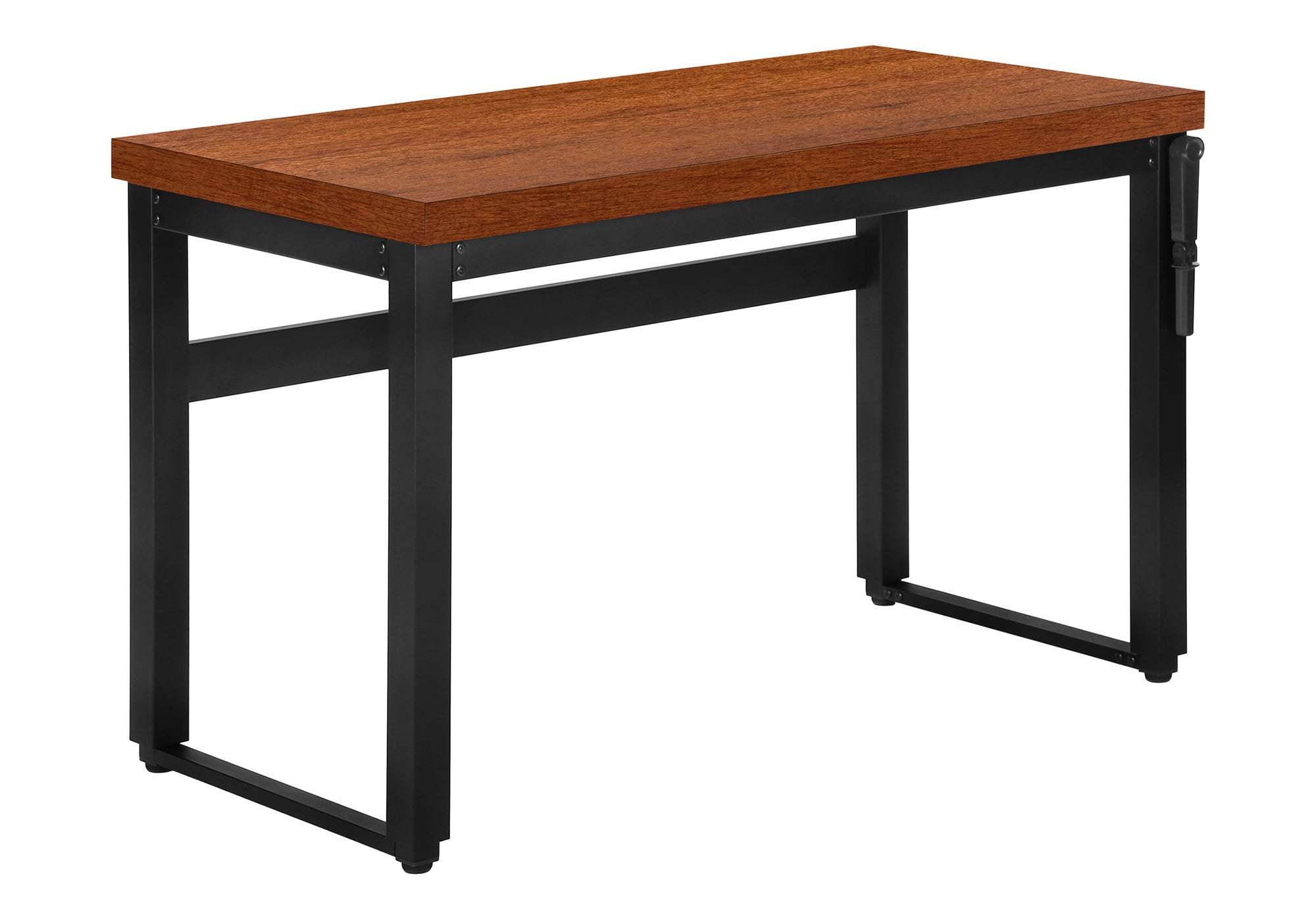 Computer Desk - 48"L / Walnut / Adj.Height/ Black Metal-Computer Desk-DECOROLALA