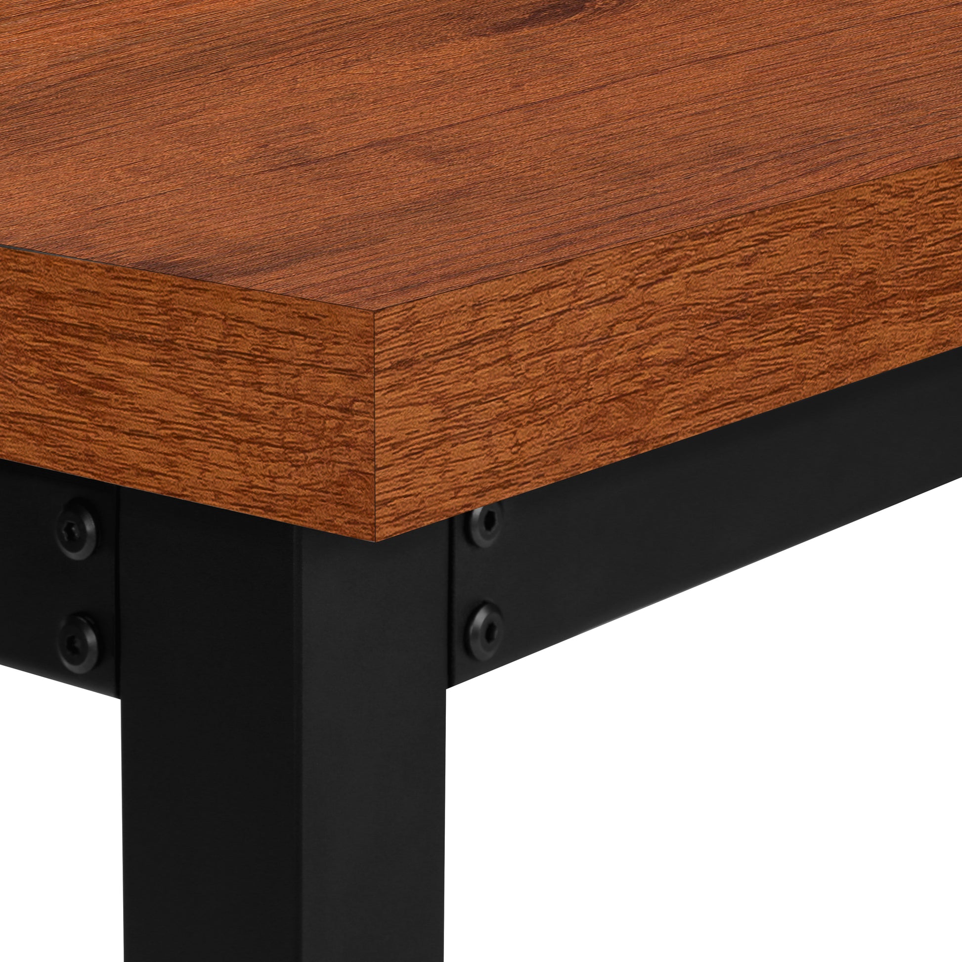 Computer Desk - 48"L / Walnut / Adj.Height/ Black Metal-Computer Desk-DECOROLALA