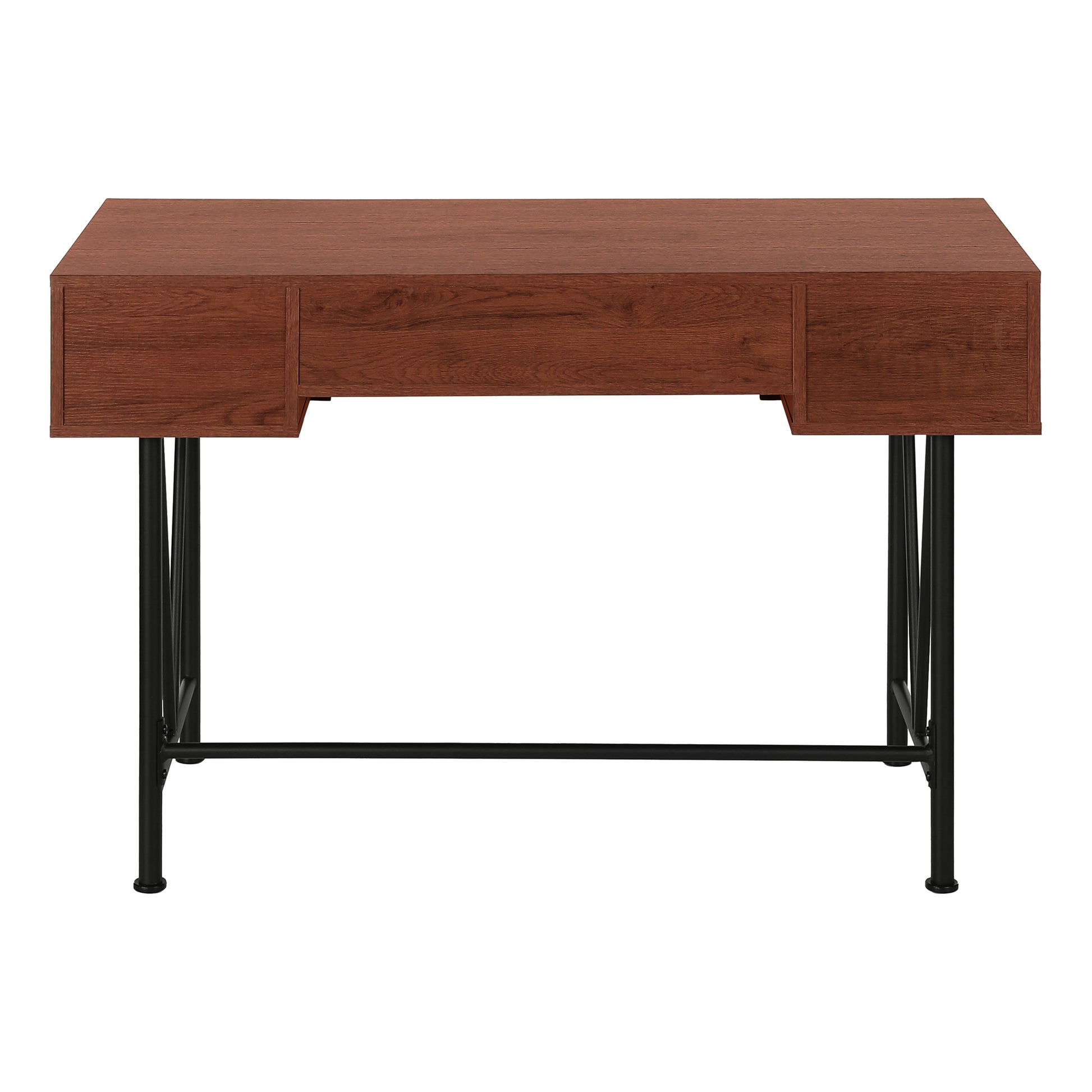 Computer Desk - 48"L / Walnut / Black Metal-Computer Desk-DECOROLALA