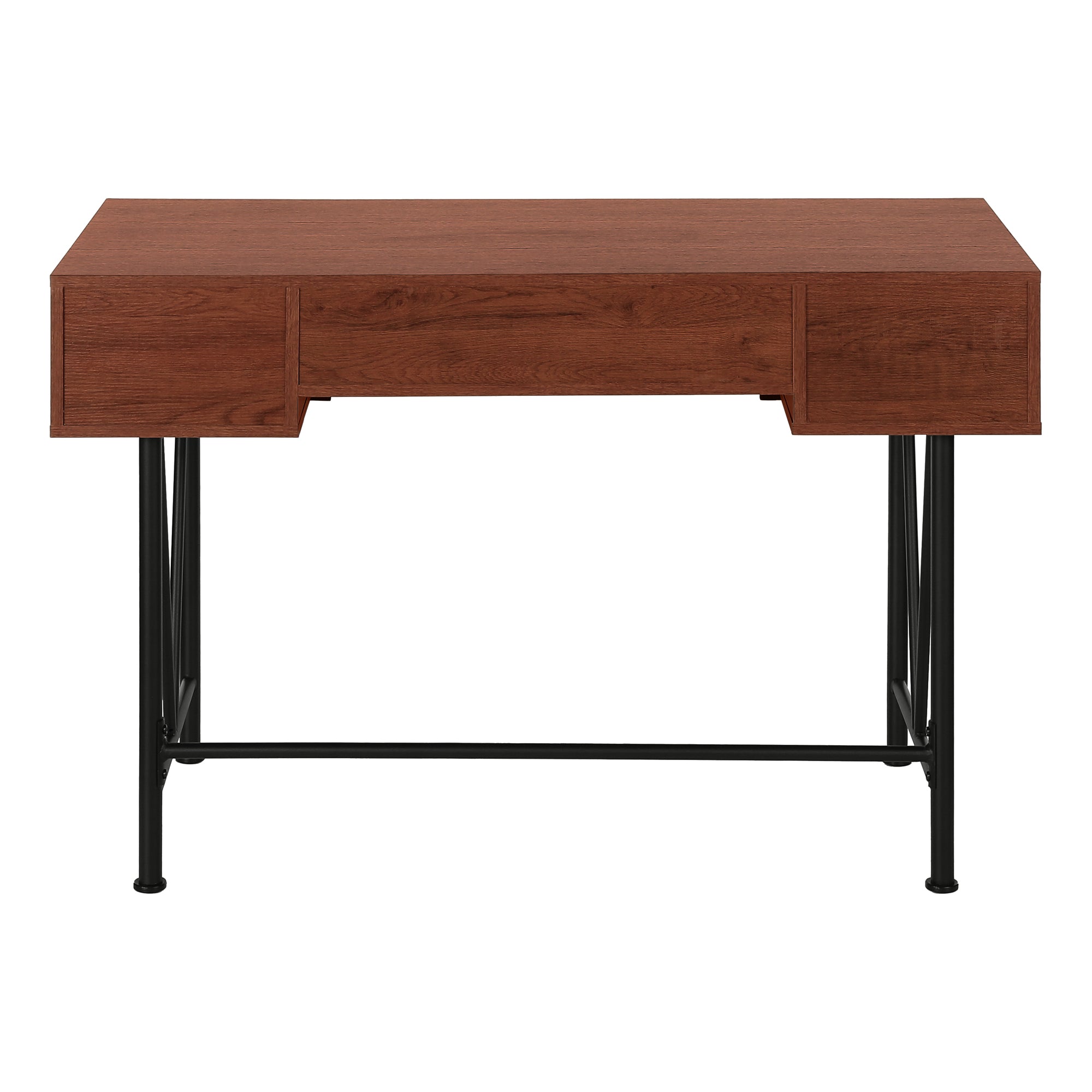 Computer Desk - 48"L / Walnut / Black Metal-Computer Desk-DECOROLALA