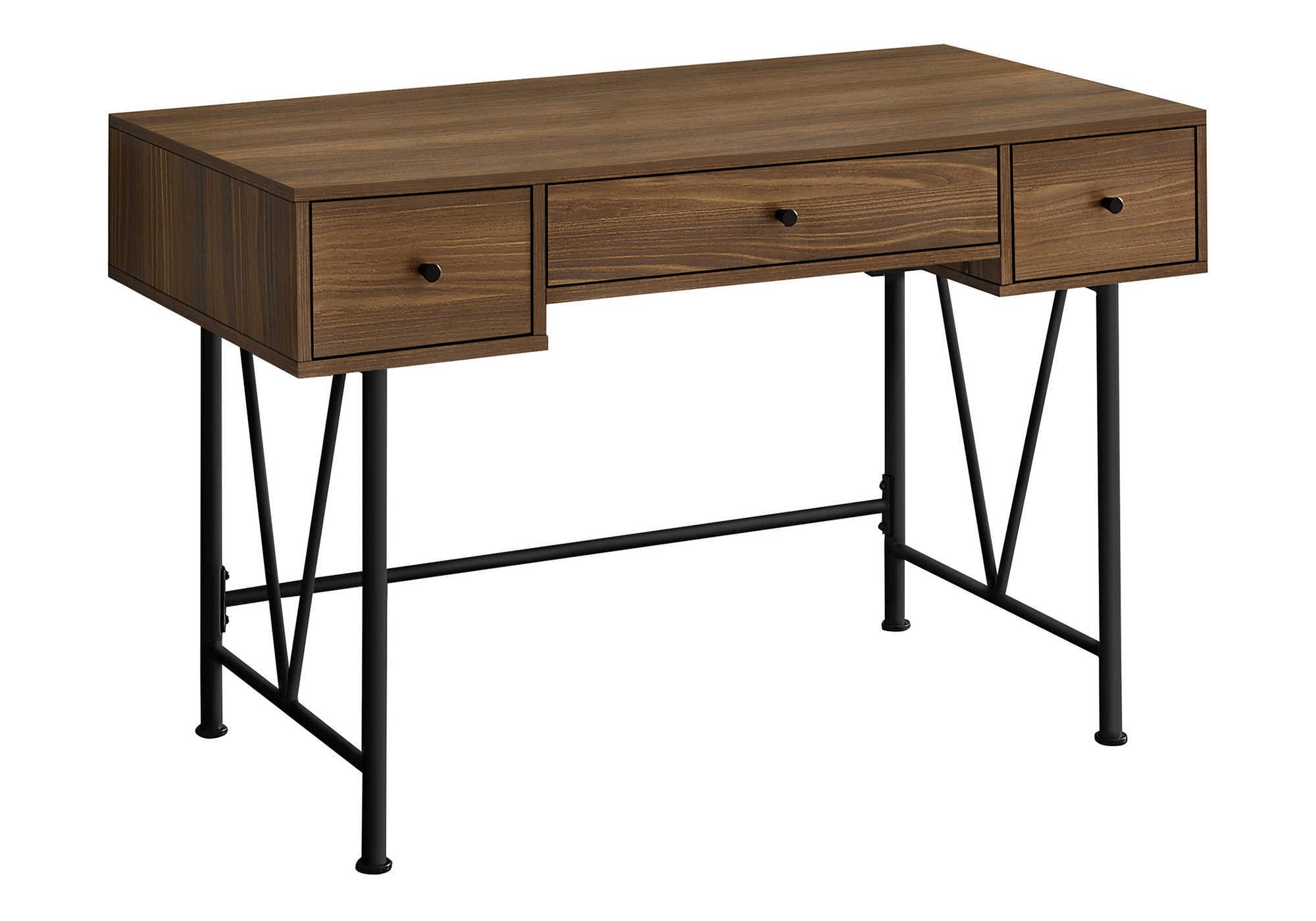 Computer Desk - 48"L / Walnut / Black Metal-Computer Desk-DECOROLALA