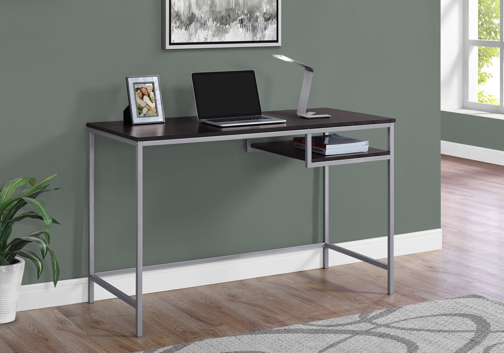 Computer Desk - 48"L / White / Silver Metal-Computer Desk-DECOROLALA