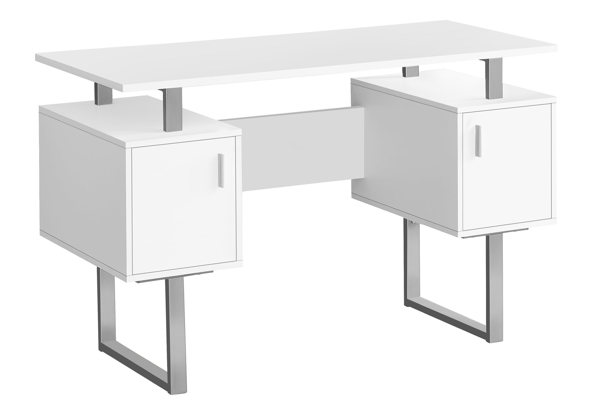 Computer Desk - 48"L / White / Silver Metal-Computer Desk-DECOROLALA