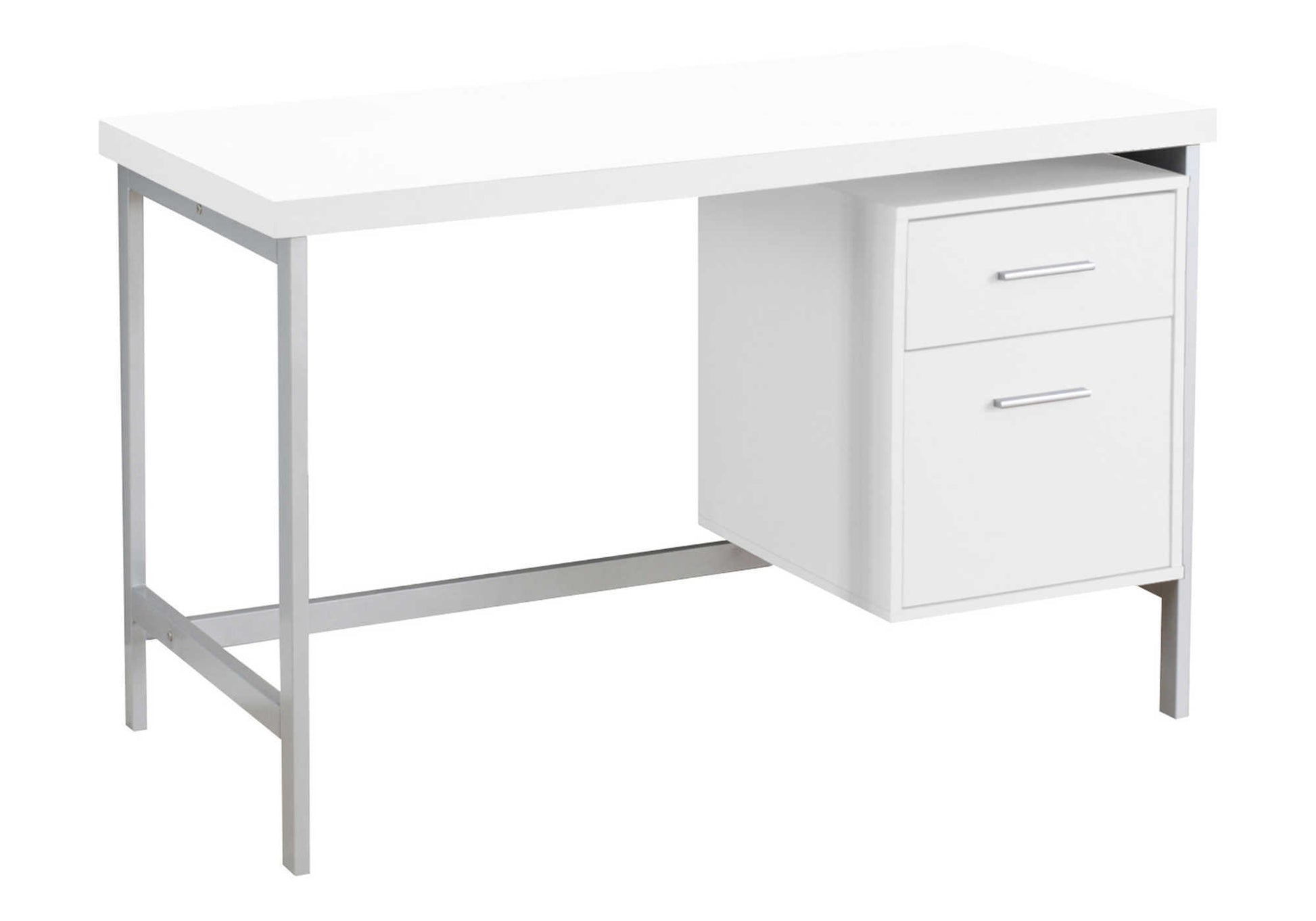 Computer Desk - 48"L / White / Silver Metal-Computer Desk-DECOROLALA