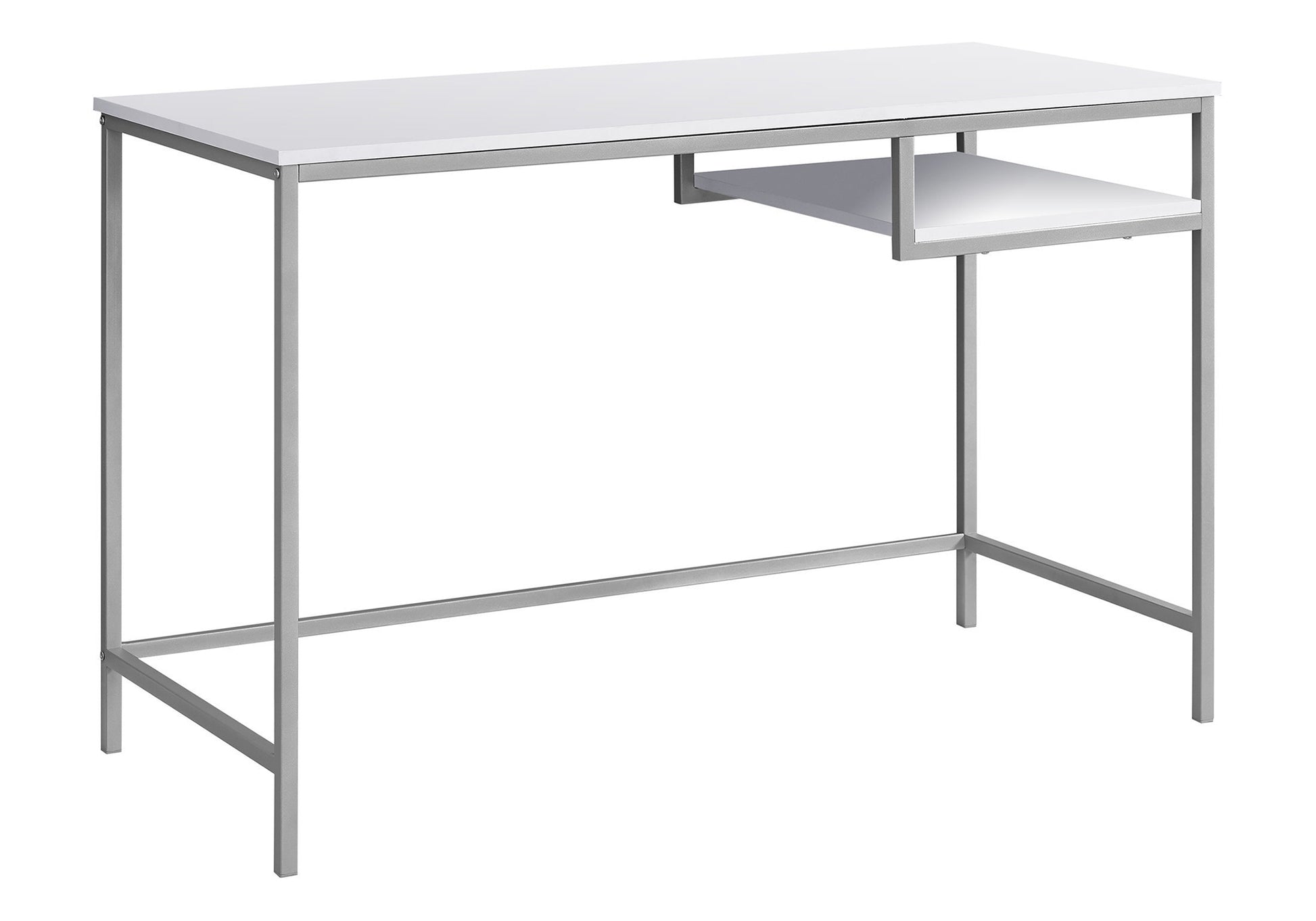 Computer Desk - 48"L / White / Silver Metal-Computer Desk-DECOROLALA