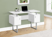 Computer Desk - 48"L / White / Silver Metal-Computer Desk-DECOROLALA