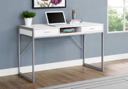 Computer Desk - 48"L / White / Silver Metal-Computer Desk-DECOROLALA