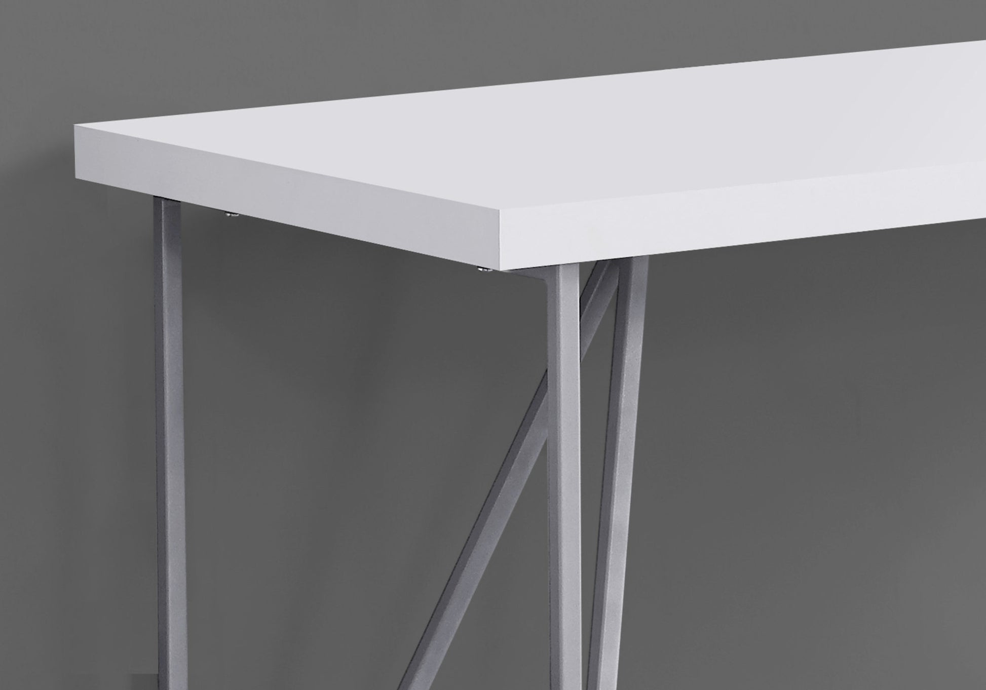 Computer Desk 48"L White with Silver Metal Legs-Computer Desk-DECOROLALA
