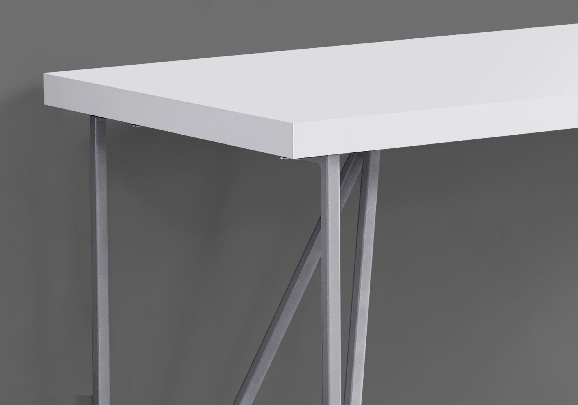 Computer Desk 48"L White with Silver Metal Legs-Computer Desk-DECOROLALA