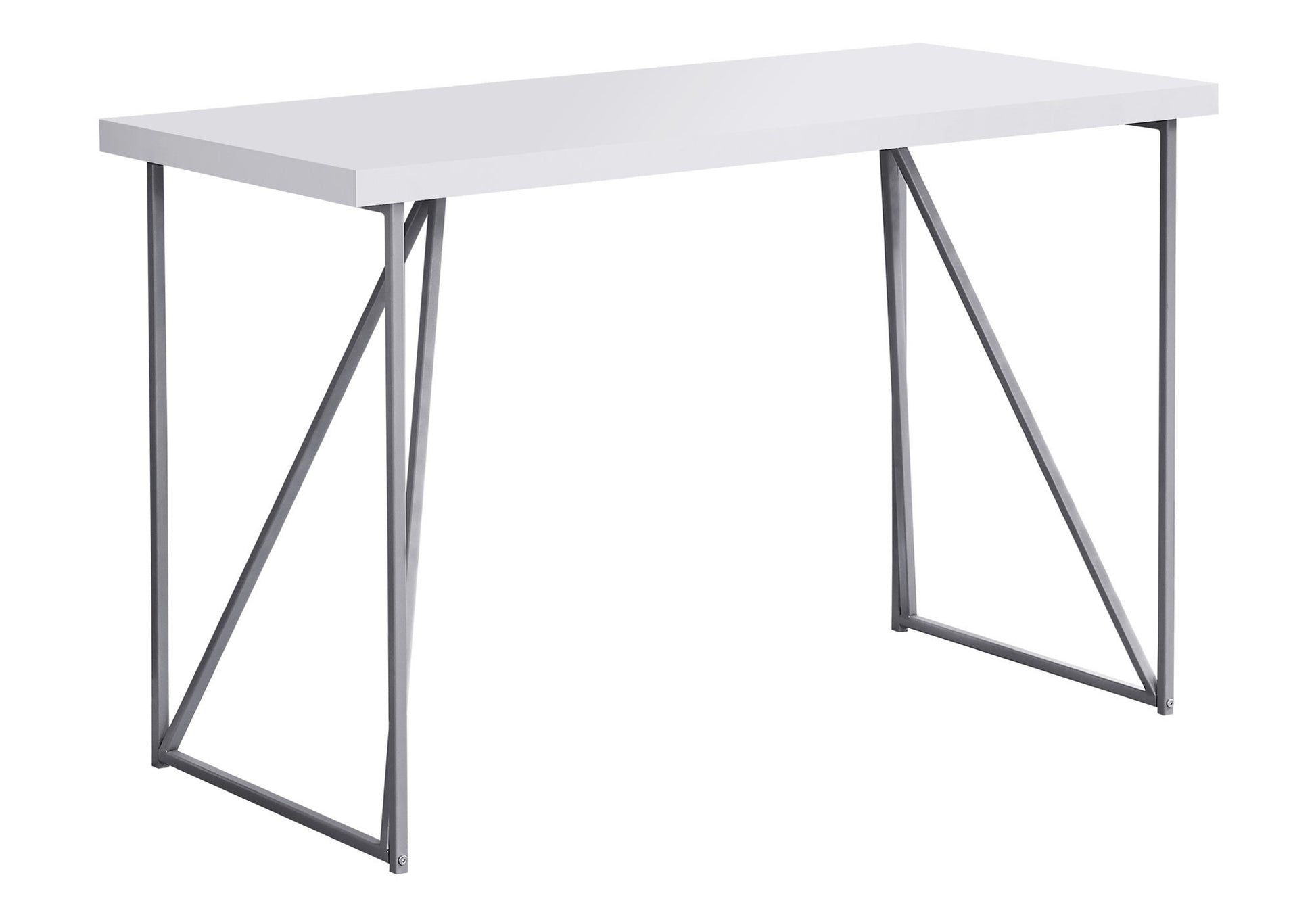 Computer Desk 48"L White with Silver Metal Legs-Computer Desk-DECOROLALA