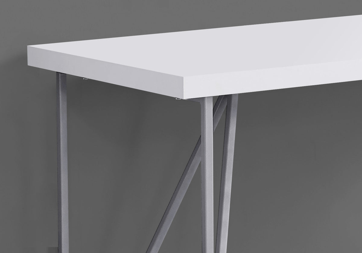 Computer Desk 48"L White with Silver Metal Legs-Computer Desks-DECOROLALA
