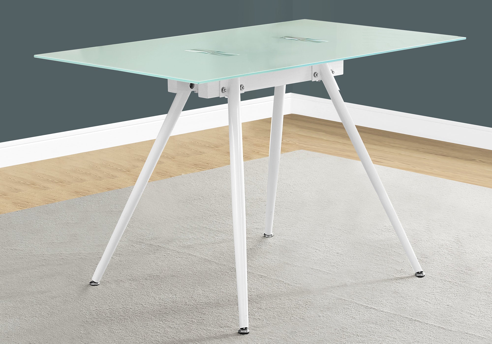 Computer Desk 48"x28" Tempered Glass White-Computer Desk-DECOROLALA