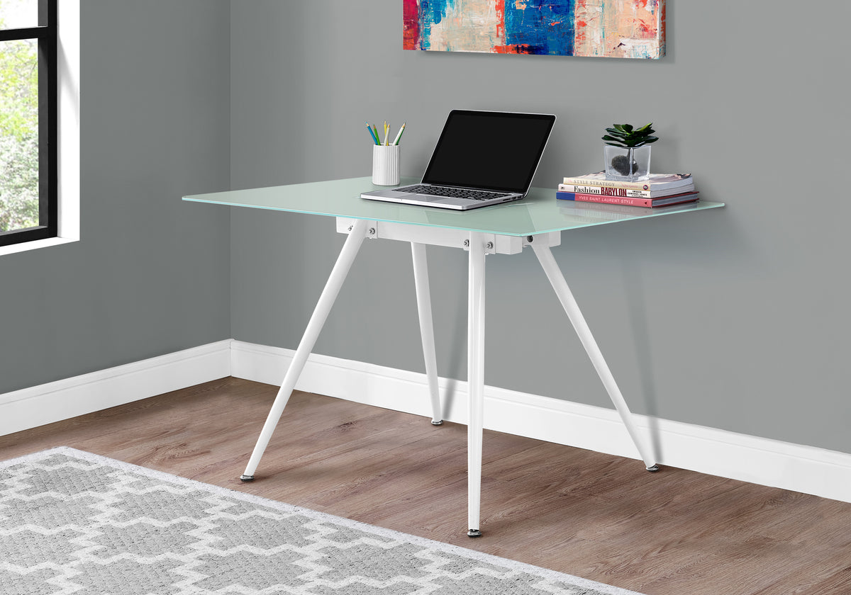 Computer Desk 48"x28" Tempered Glass White-Computer Desks-DECOROLALA