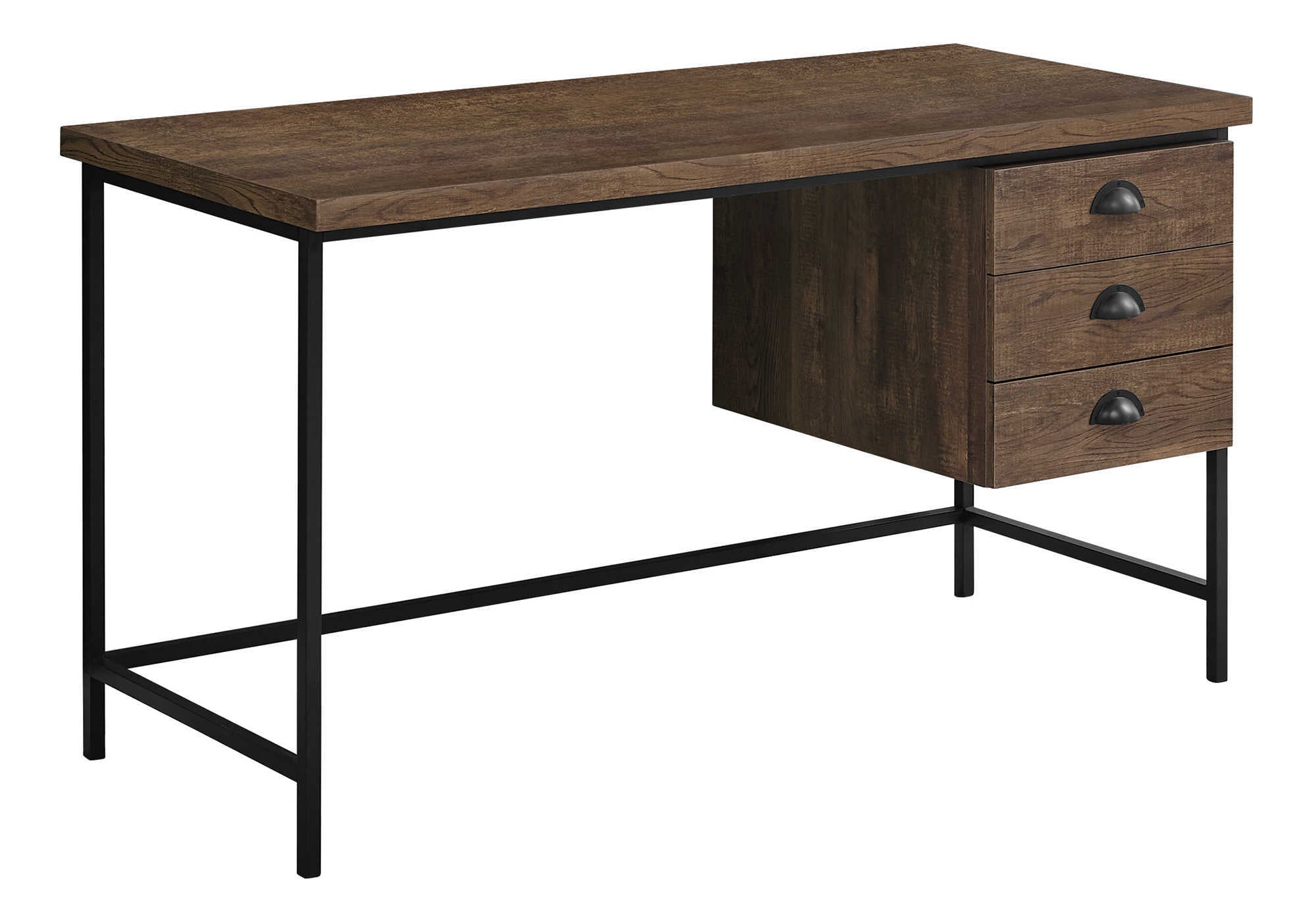 Computer Desk 55" Brown Reclaimed Wood 3 Drawer-Computer Desk-DECOROLALA