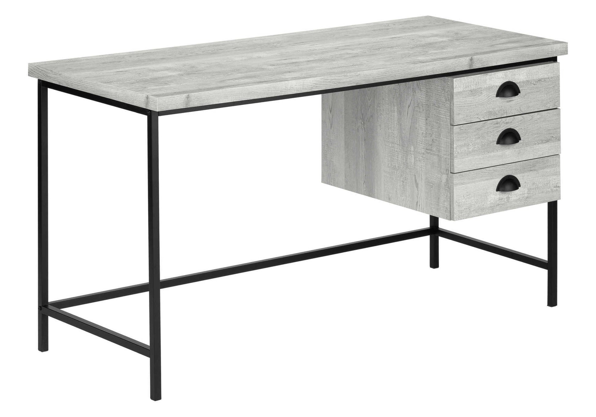 Computer Desk 55" Brown Reclaimed Wood 3 Drawer-Computer Desk-DECOROLALA