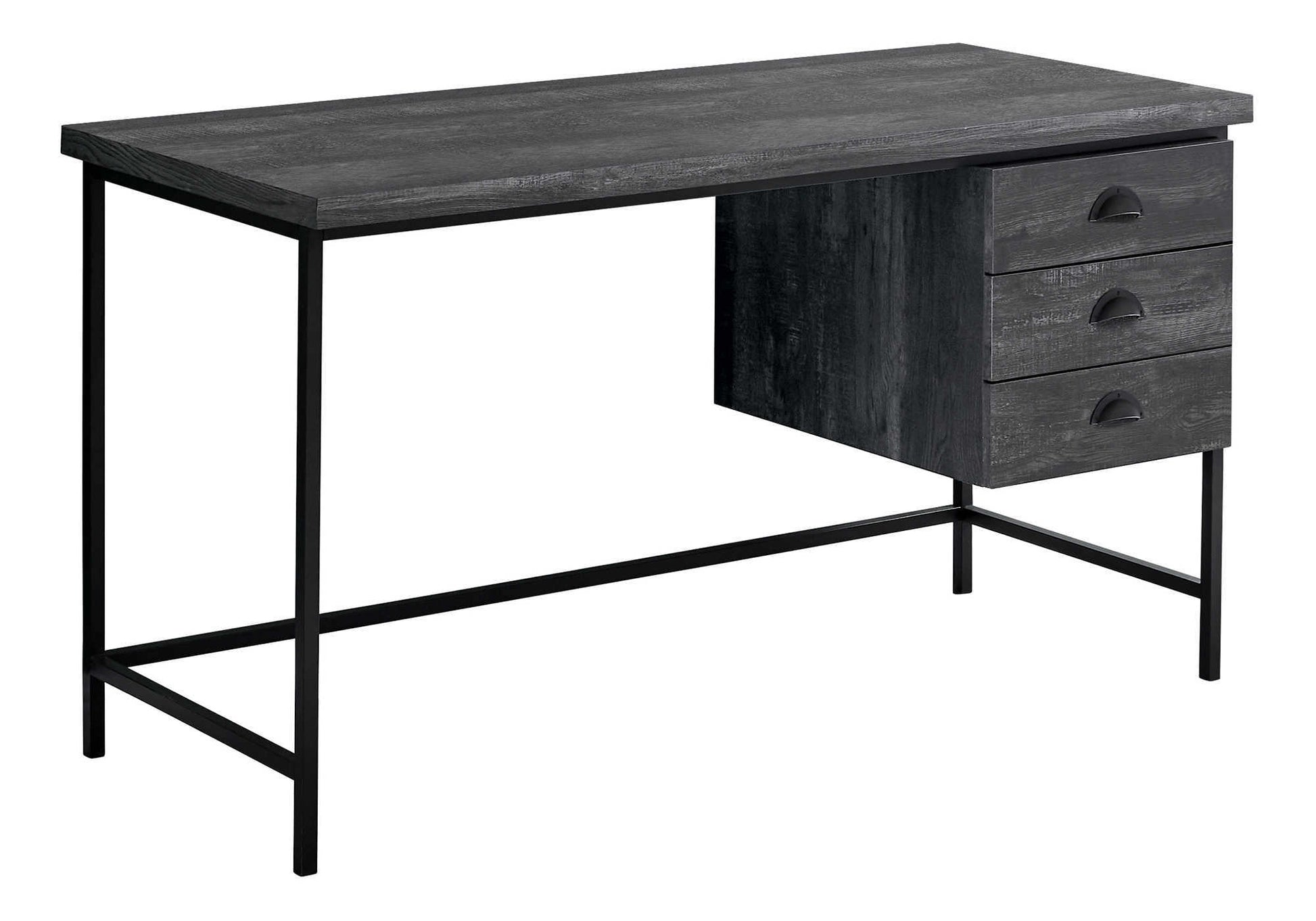 Computer Desk 55" Brown Reclaimed Wood 3 Drawer-Computer Desk-DECOROLALA