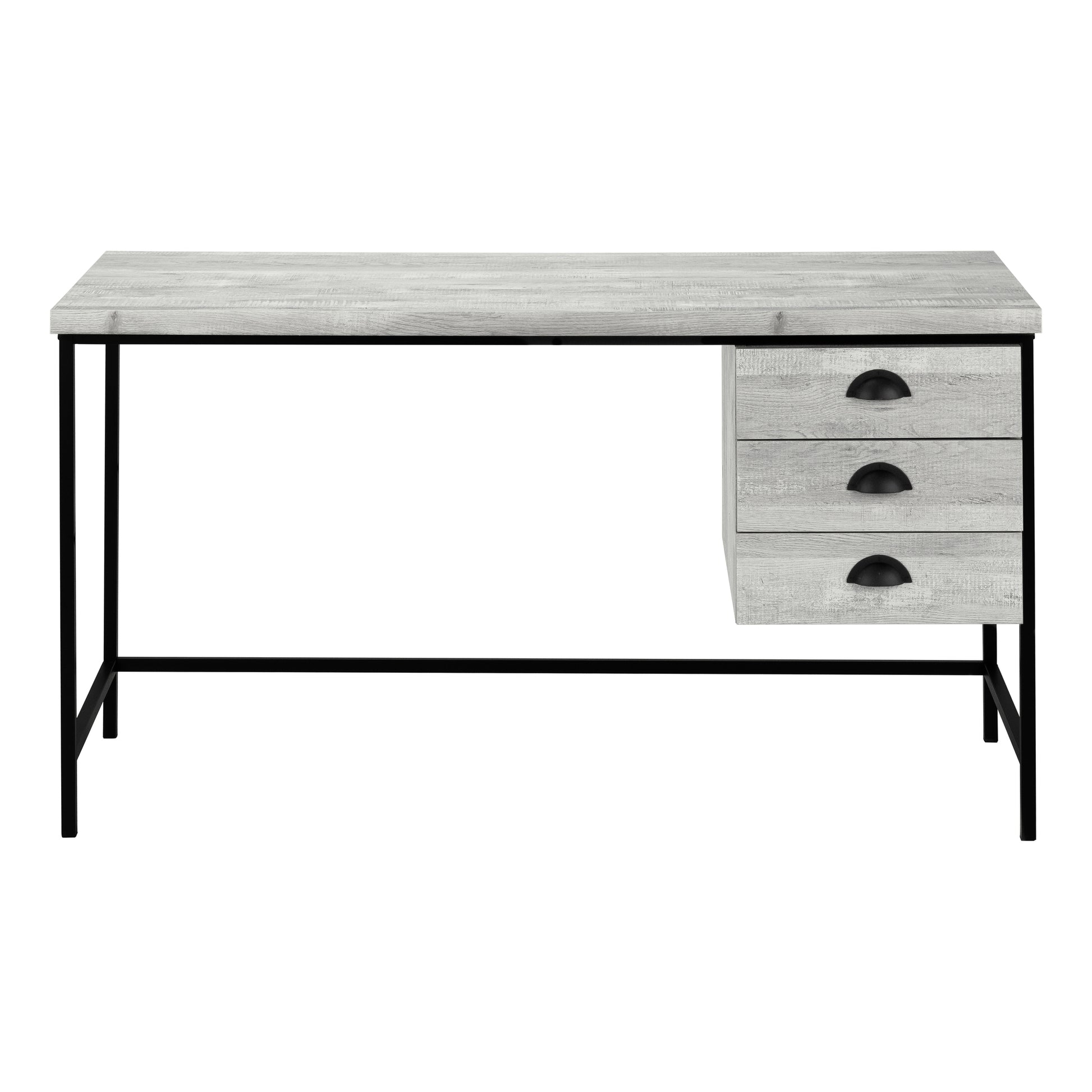 Computer Desk 55" Brown Reclaimed Wood 3 Drawer-Computer Desk-DECOROLALA