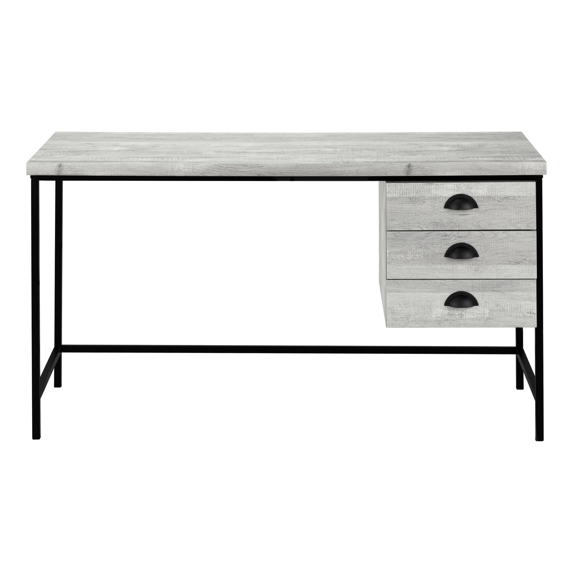 Computer Desk 55" Brown Reclaimed Wood 3 Drawer-Computer Desk-DECOROLALA