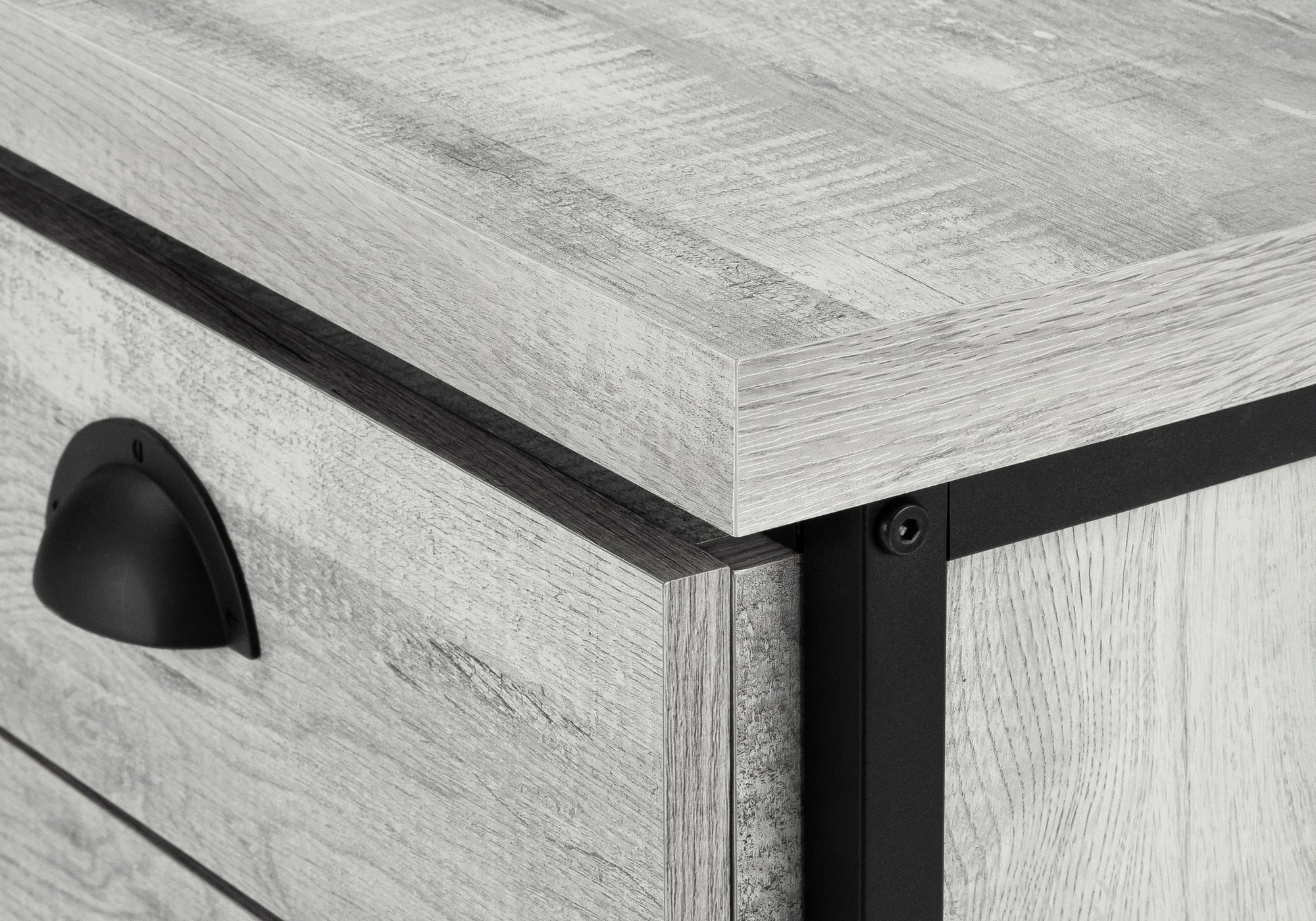 Computer Desk - 55"L / Brown Reclaimed Wood / Black Metal-Computer Desk-DECOROLALA