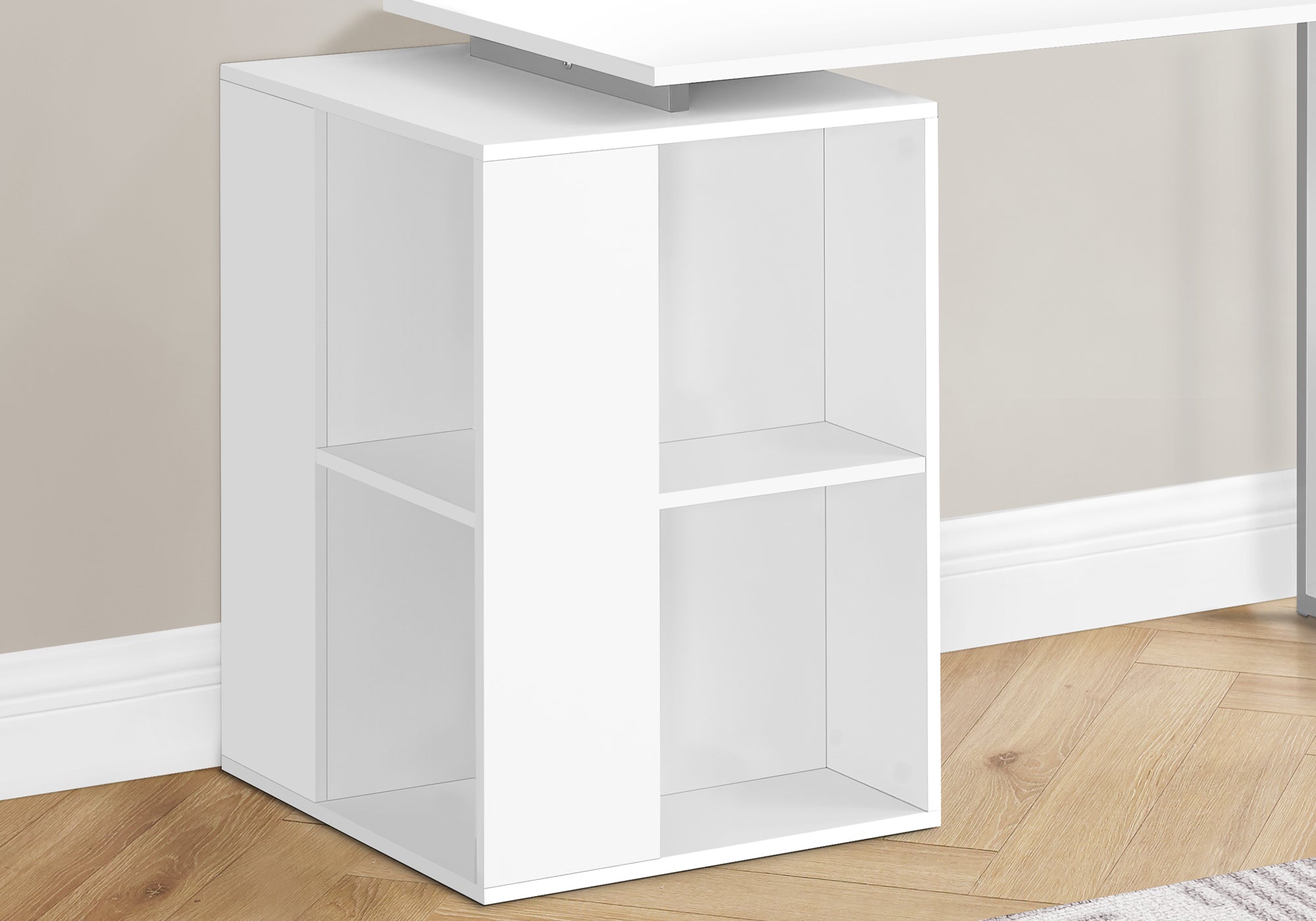 Computer Desk 55"L White with Shelving-Computer Desk-DECOROLALA