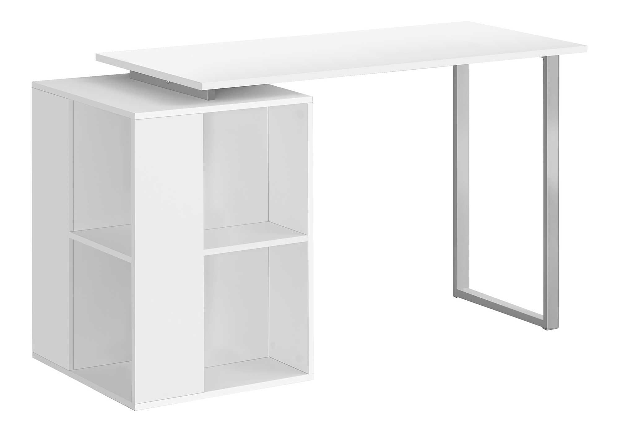 Computer Desk 55"L White with Shelving-Computer Desk-DECOROLALA