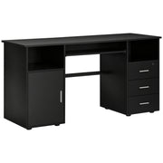 Computer Desk 57" Black - Keyboard Tray & Drawers-DECOROLALA