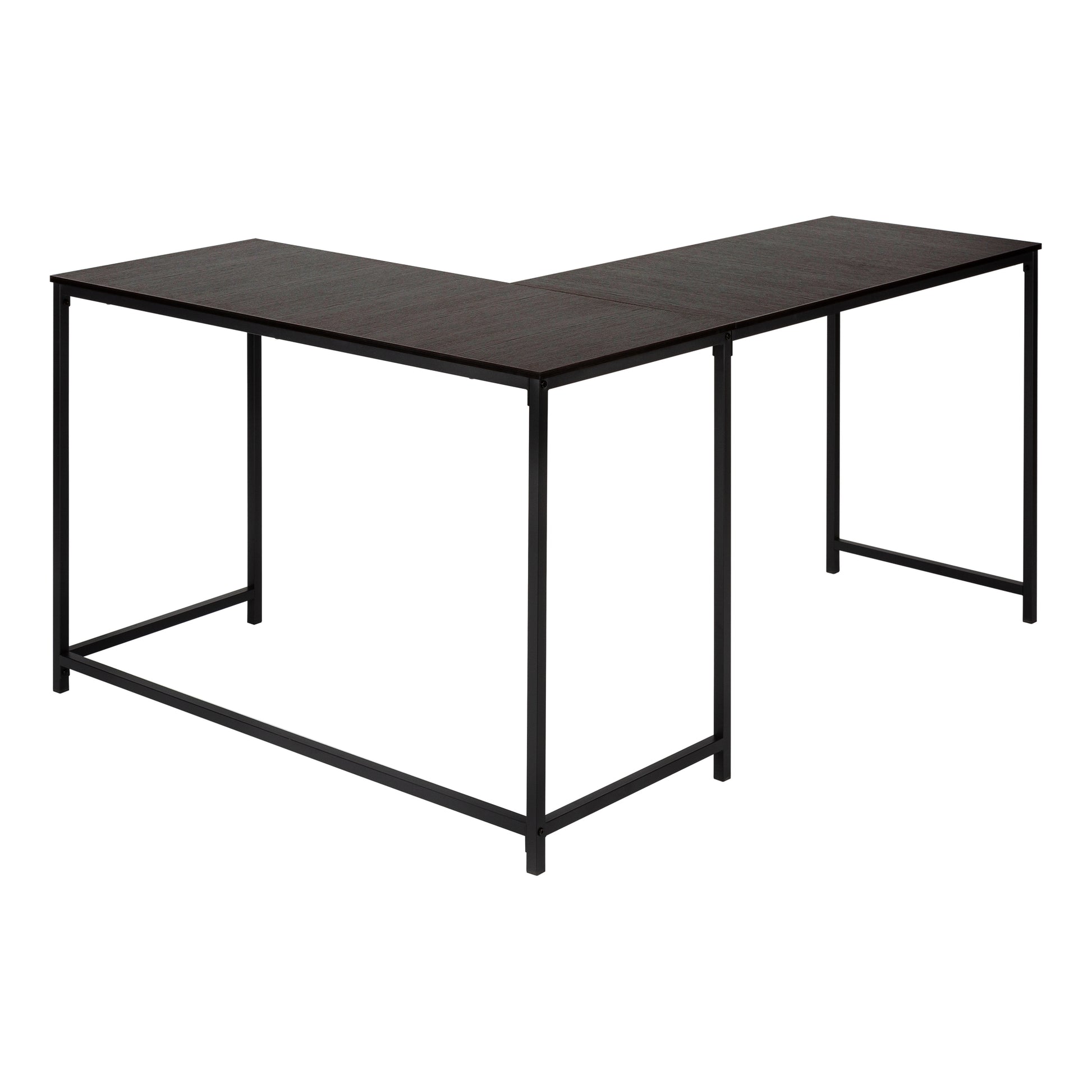 Computer Desk - 58"L / Espresso Top / Black Metal Corner-Computer Desk-DECOROLALA
