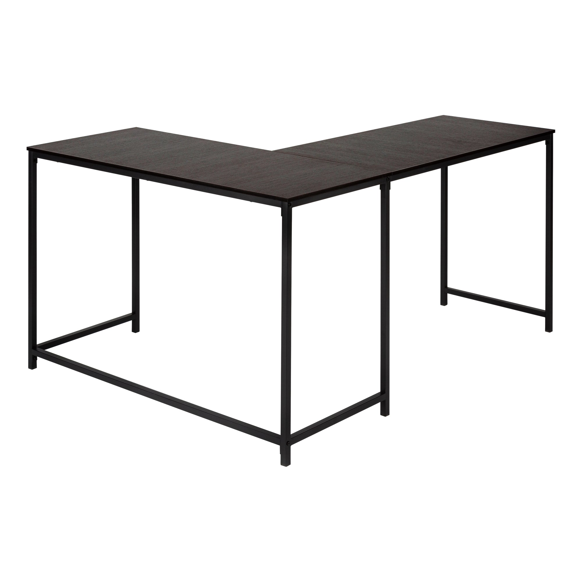 Computer Desk - 58"L / Espresso Top / Black Metal Corner-Computer Desk-DECOROLALA