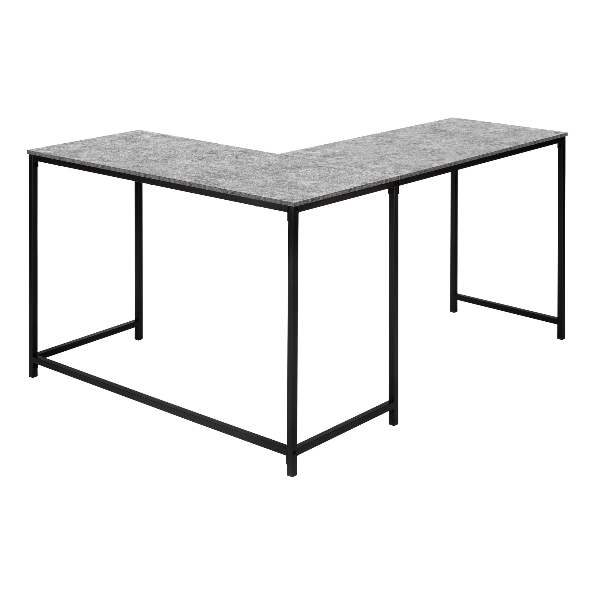 Computer Desk - 58"L / Espresso Top / Black Metal Corner-Computer Desk-DECOROLALA