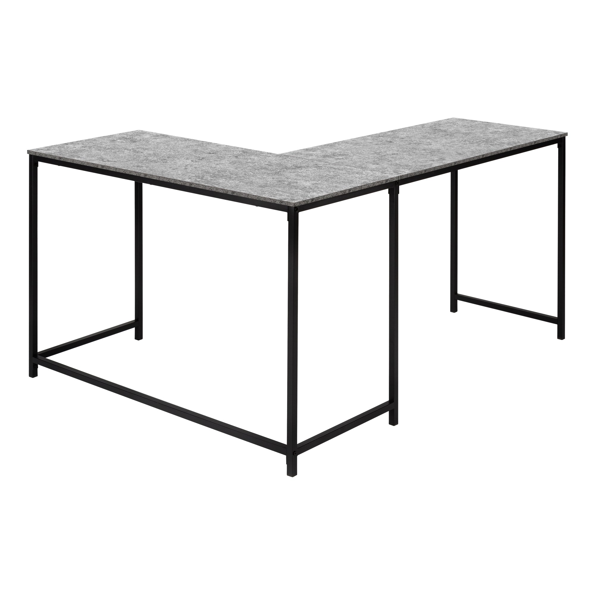 Computer Desk - 58"L / Espresso Top / Black Metal Corner-Computer Desk-DECOROLALA