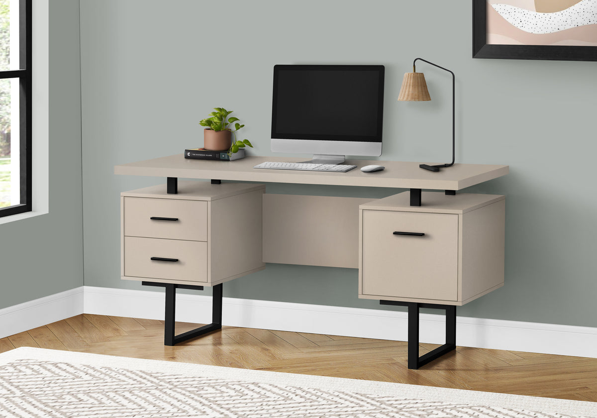 Computer Desk 60" Espresso with File Drawer-Computer Desks-DECOROLALA