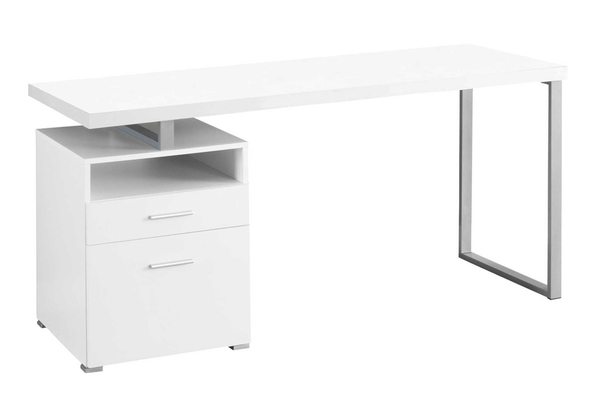 Computer Desk - 60"L / Espresso / Silver Metal-Bookshelf-DECOROLALA