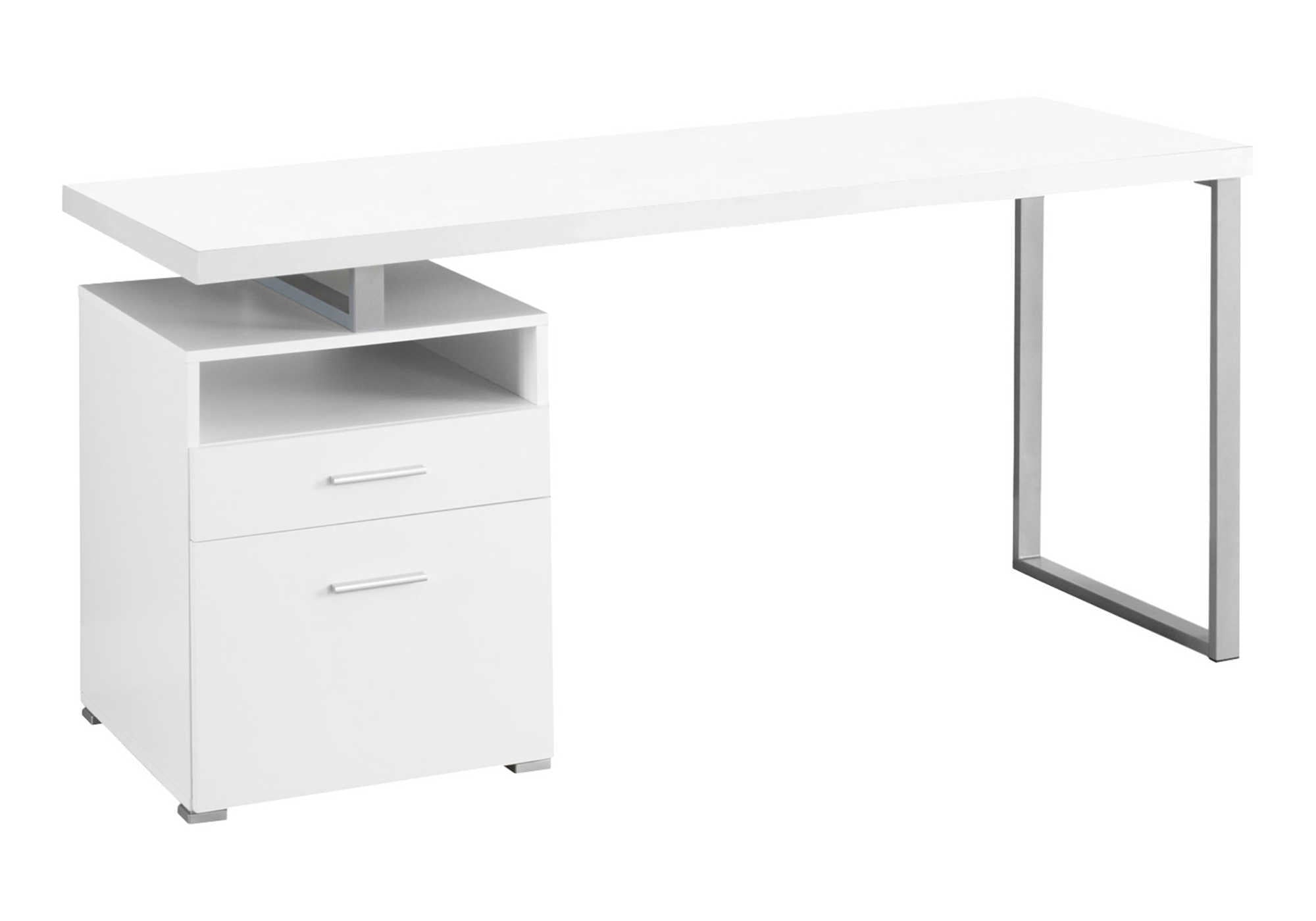 Computer Desk - 60"L / Espresso / Silver Metal-Bookshelf-DECOROLALA