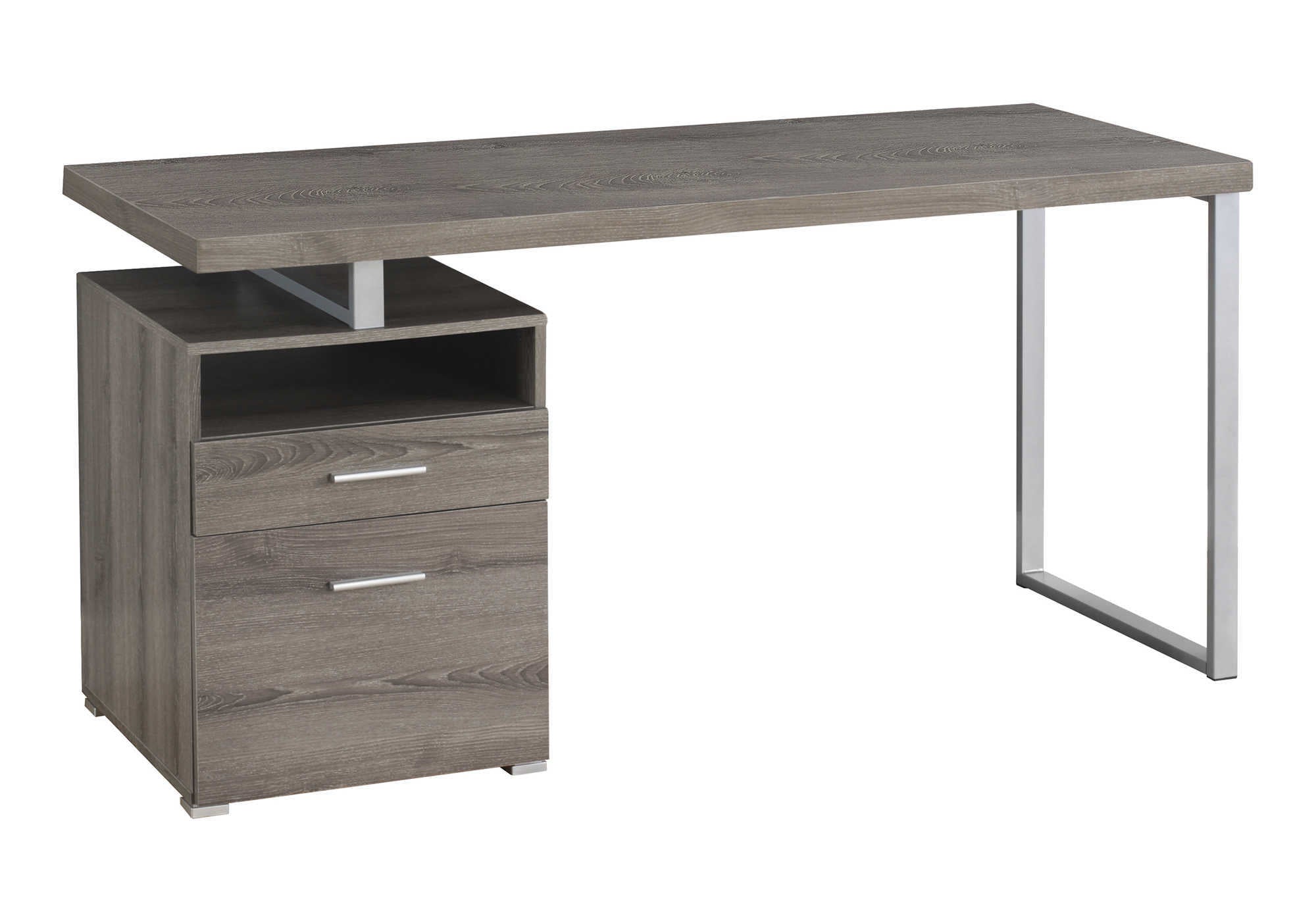 Computer Desk - 60"L / Espresso / Silver Metal-Bookshelf-DECOROLALA
