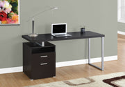 Computer Desk - 60"L / Espresso / Silver Metal-Bookshelf-DECOROLALA