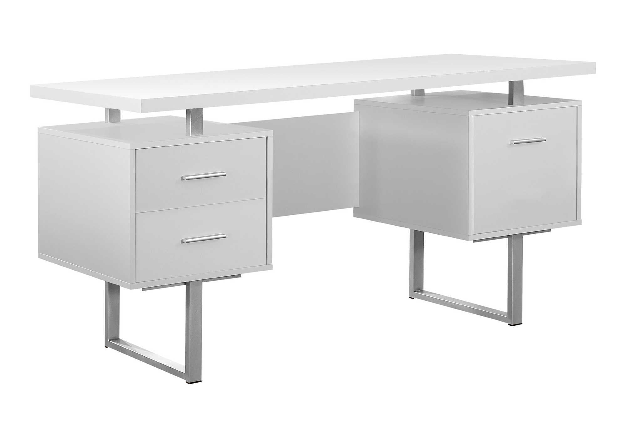 Computer Desk - 60"L / Espresso / Silver Metal-Computer Desk-DECOROLALA