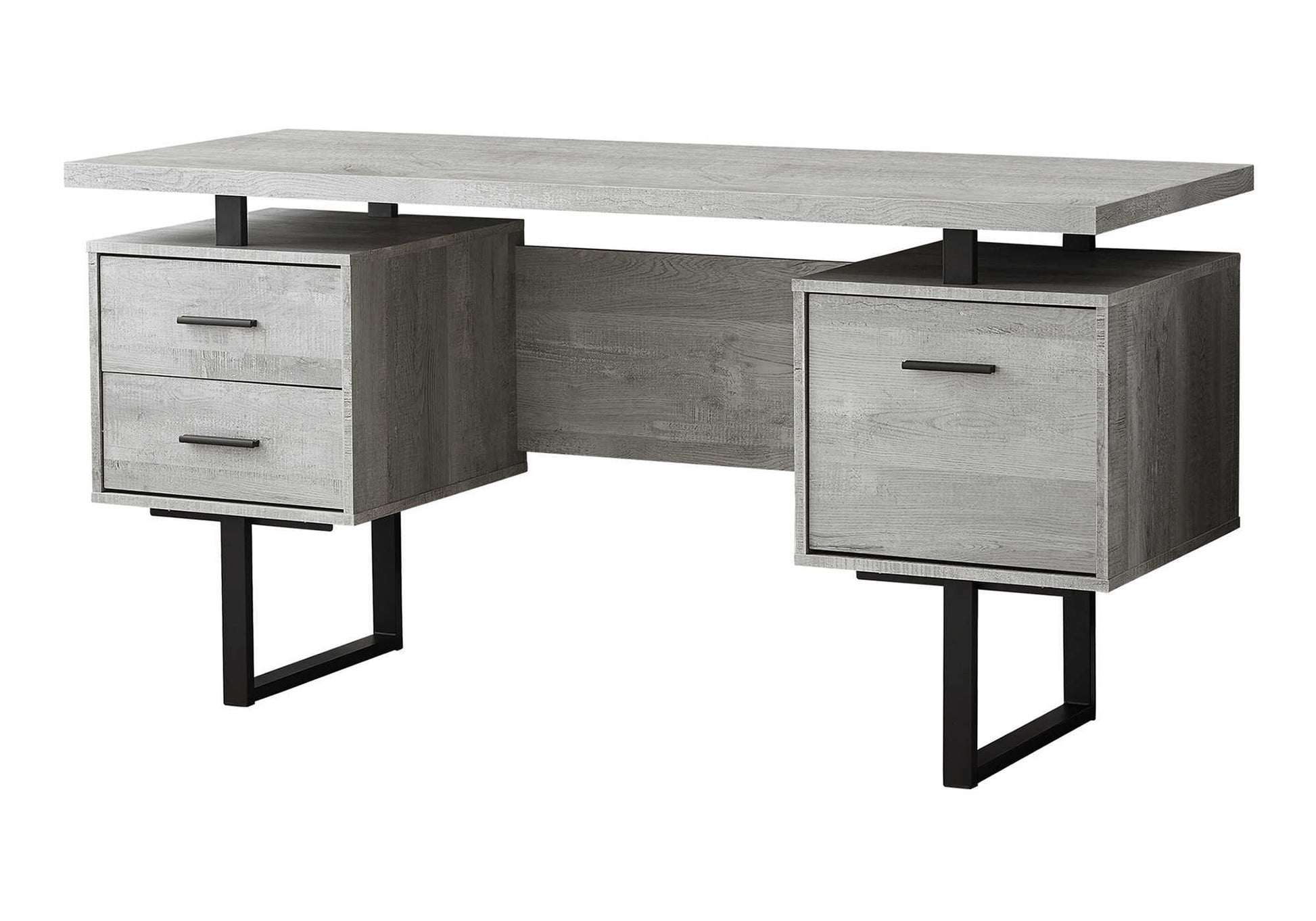 Computer Desk - 60"L / Espresso / Silver Metal-Computer Desk-DECOROLALA