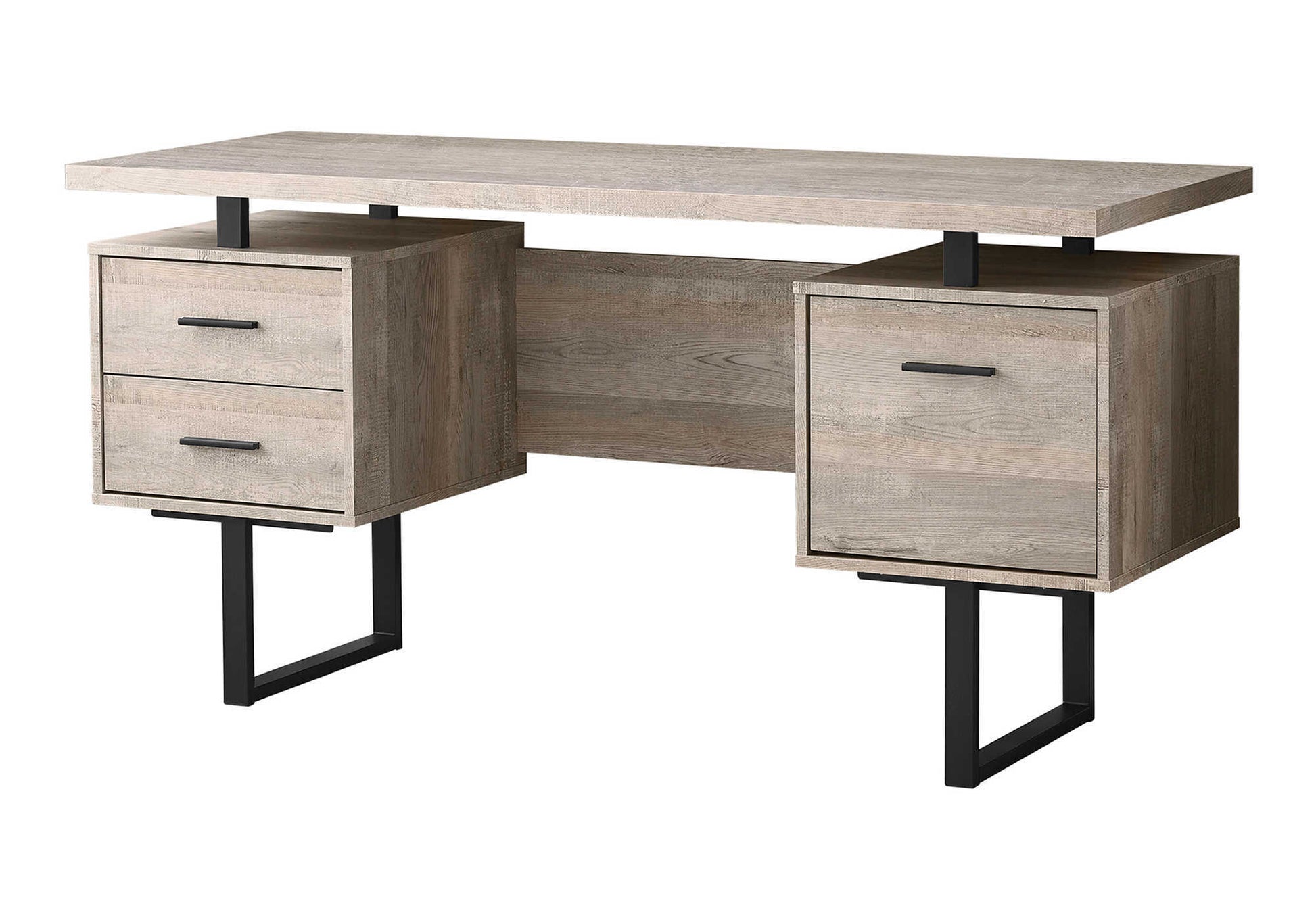 Computer Desk - 60"L / Espresso / Silver Metal-Computer Desk-DECOROLALA