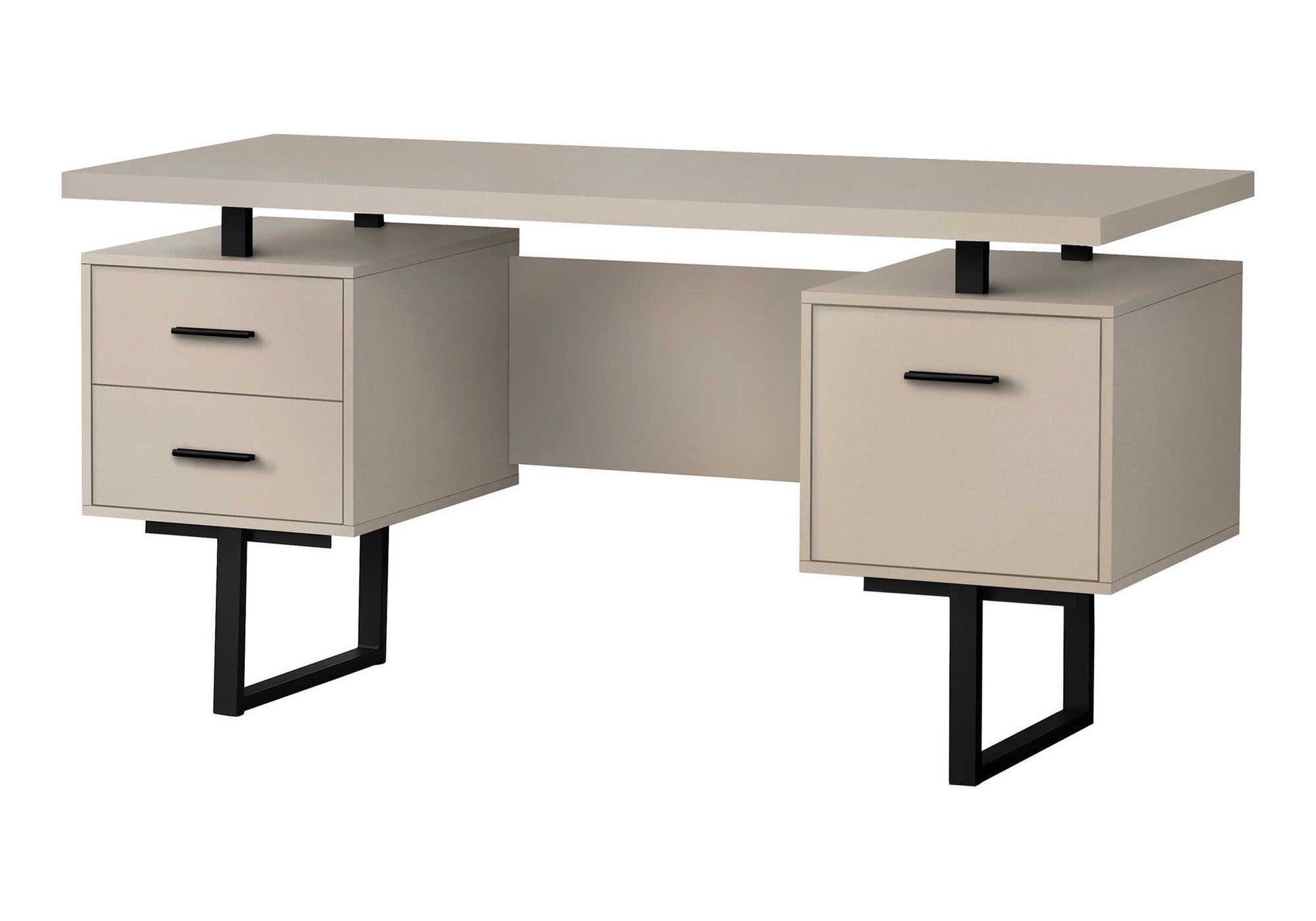 Computer Desk - 60"L / Espresso / Silver Metal-Computer Desk-DECOROLALA