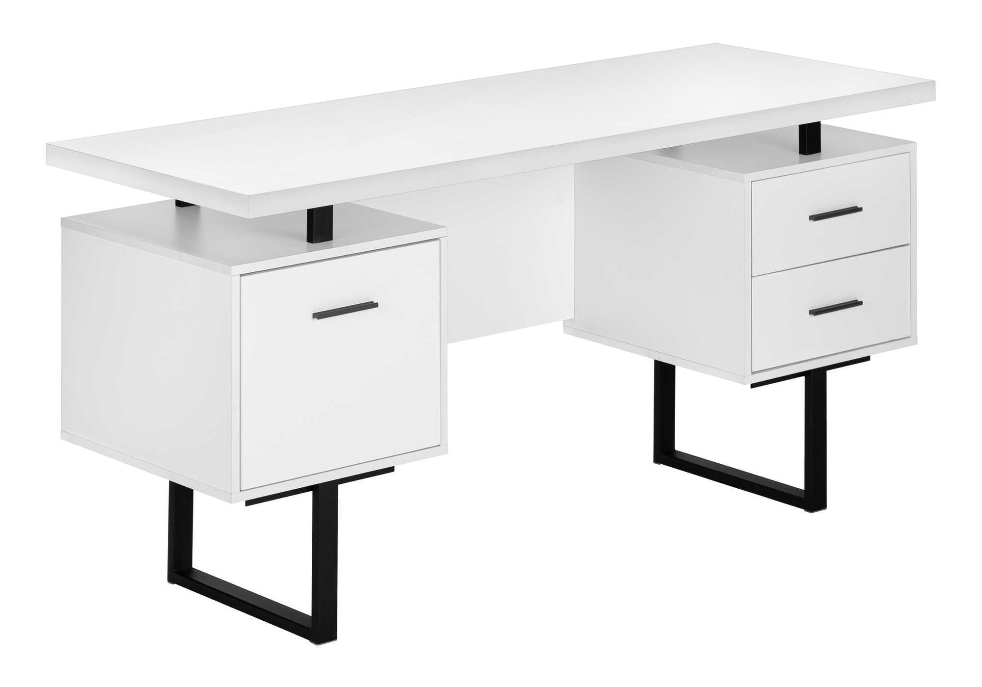 Computer Desk - 60"L / Espresso / Silver Metal-Computer Desk-DECOROLALA