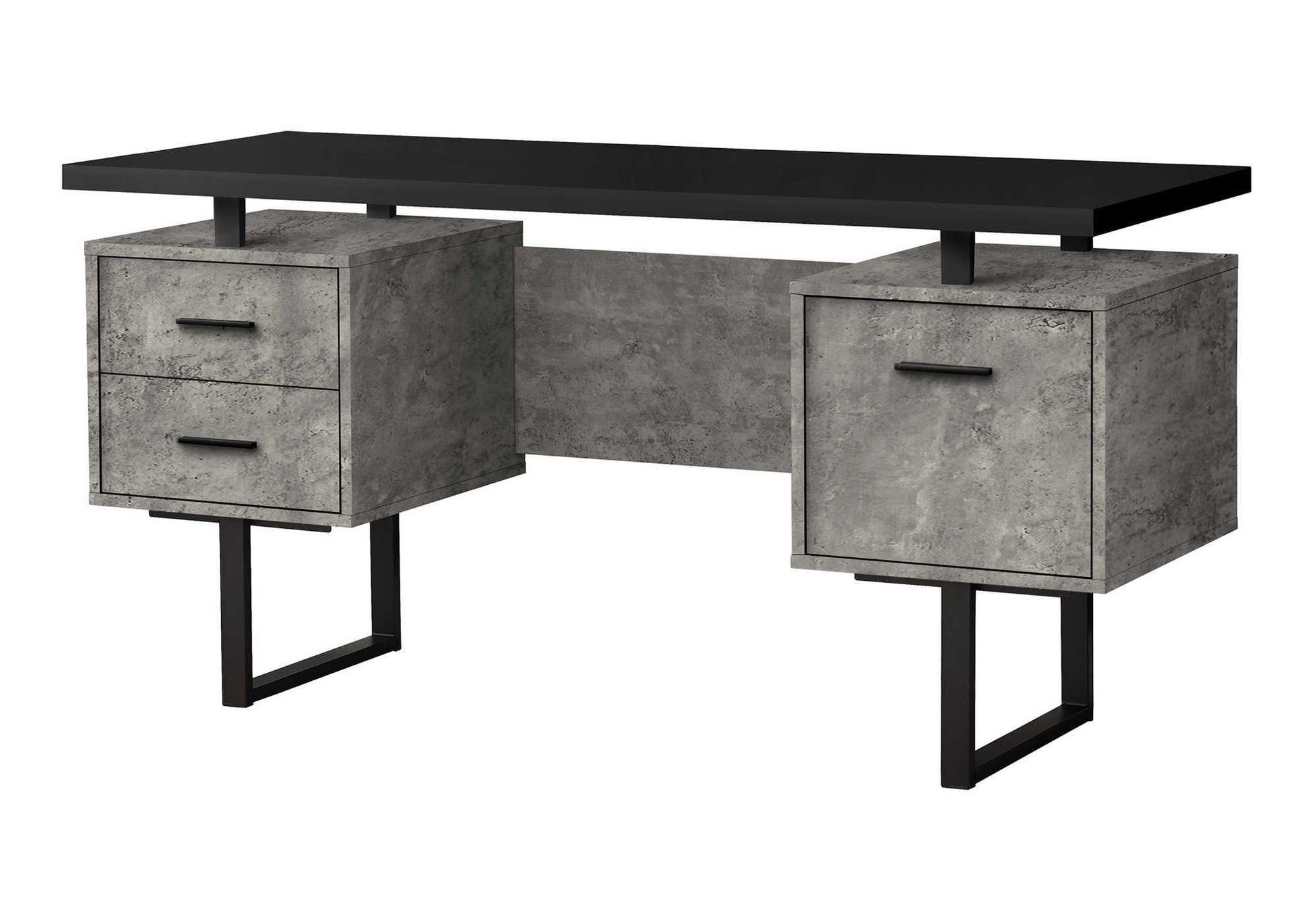 Computer Desk - 60"L / Espresso / Silver Metal-Computer Desk-DECOROLALA