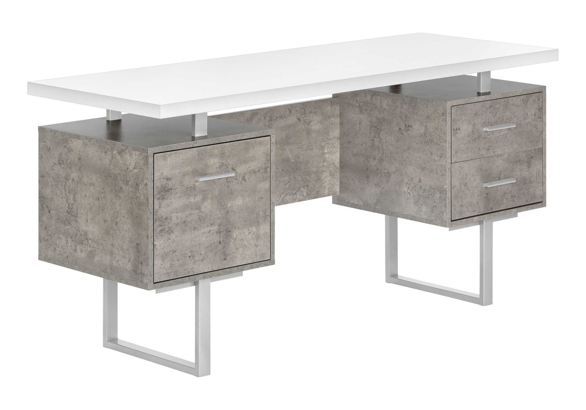 Computer Desk - 60"L / Espresso / Silver Metal-Computer Desk-DECOROLALA