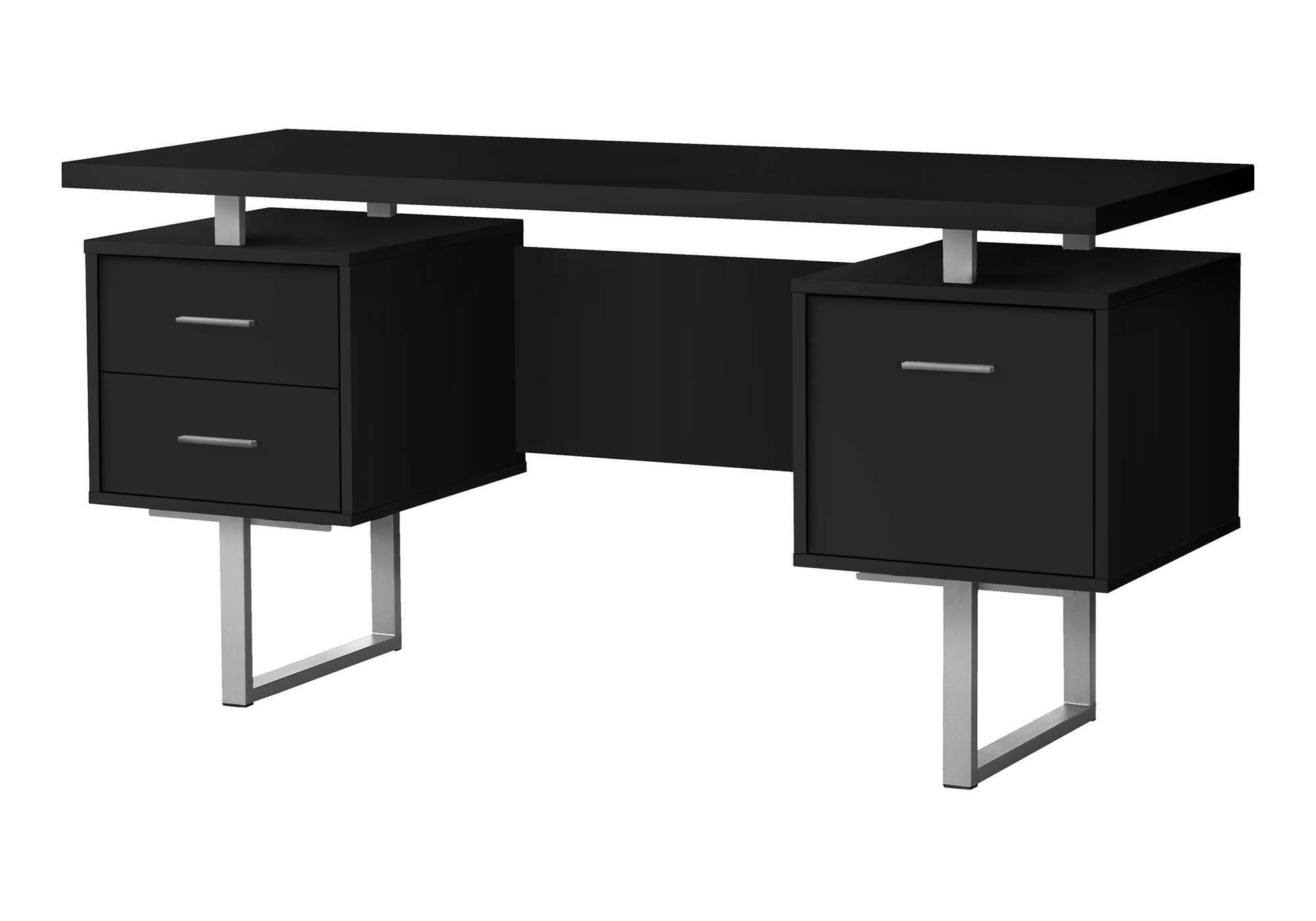 Computer Desk - 60"L / Espresso / Silver Metal-Computer Desk-DECOROLALA