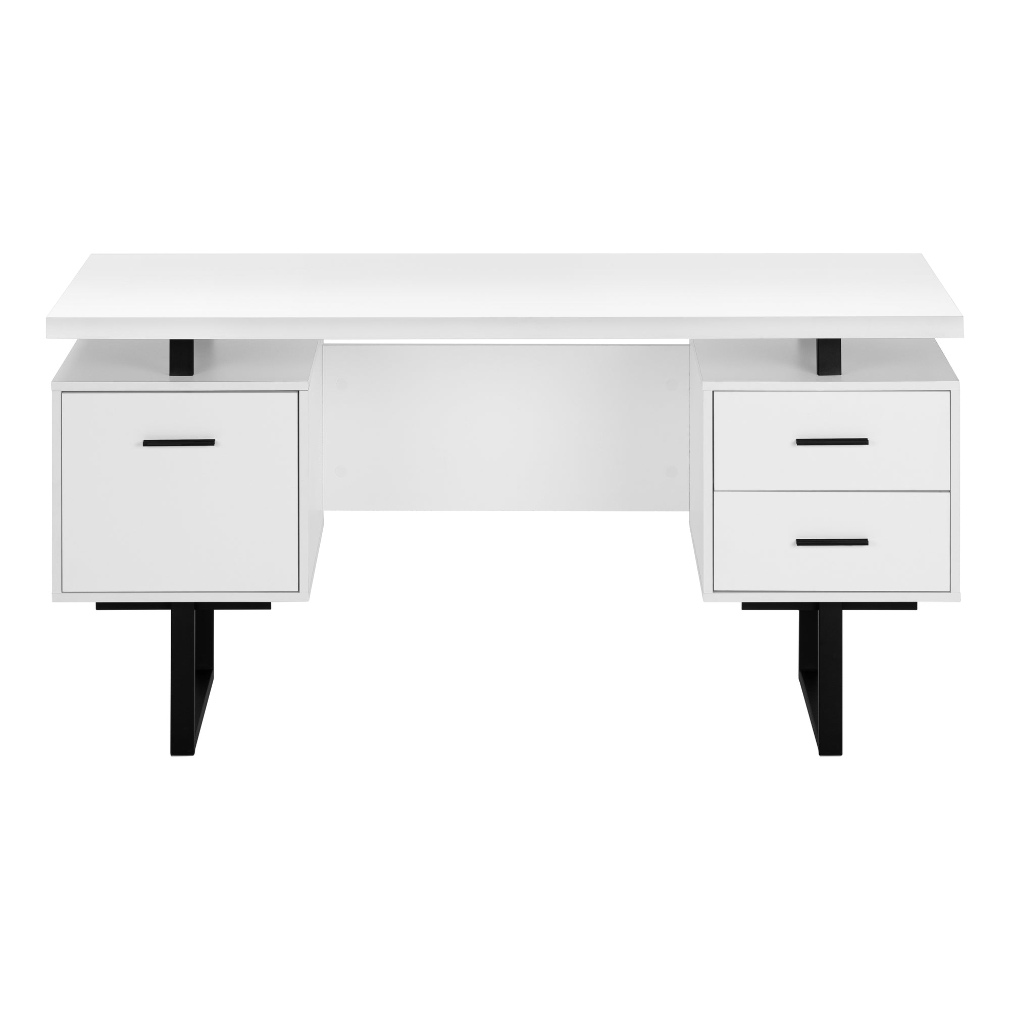 Computer Desk - 60"L / Espresso / Silver Metal-Computer Desk-DECOROLALA